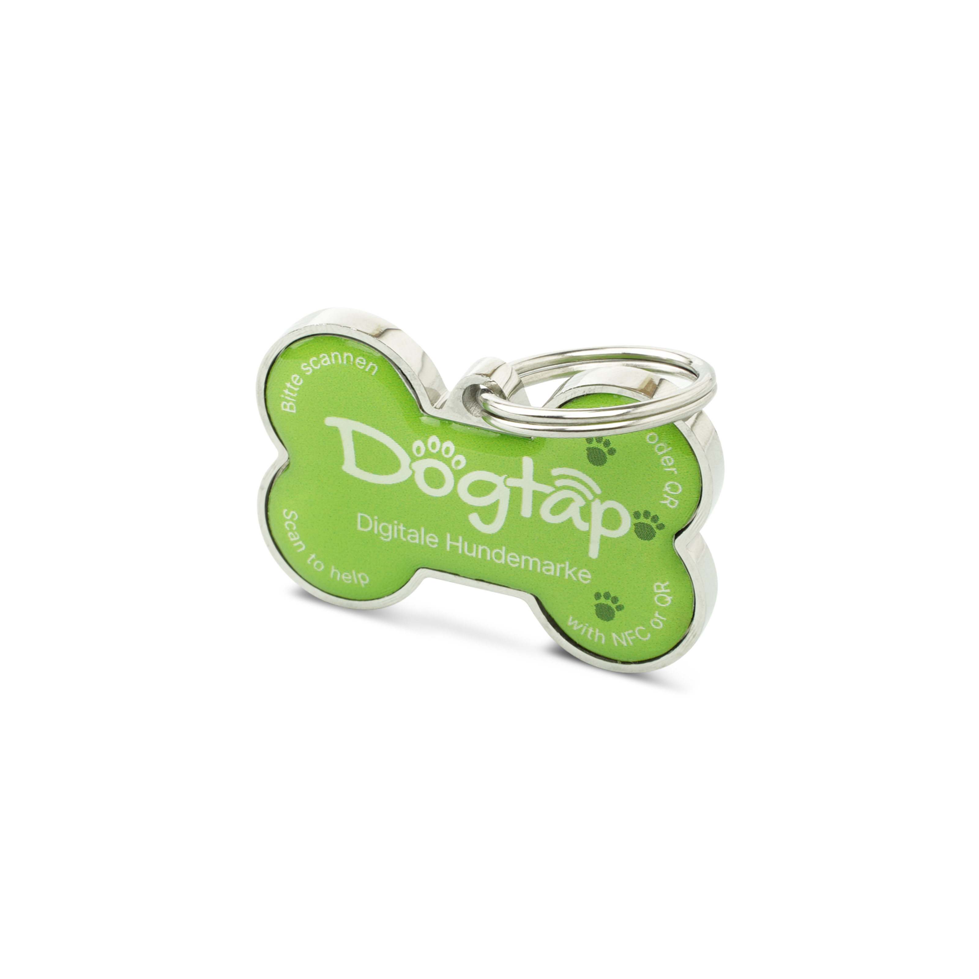 Dogtap Solid - Digitale Hundemarke - PVC / Metall - 41,6 x 28,5 x 4,6 mm - grün