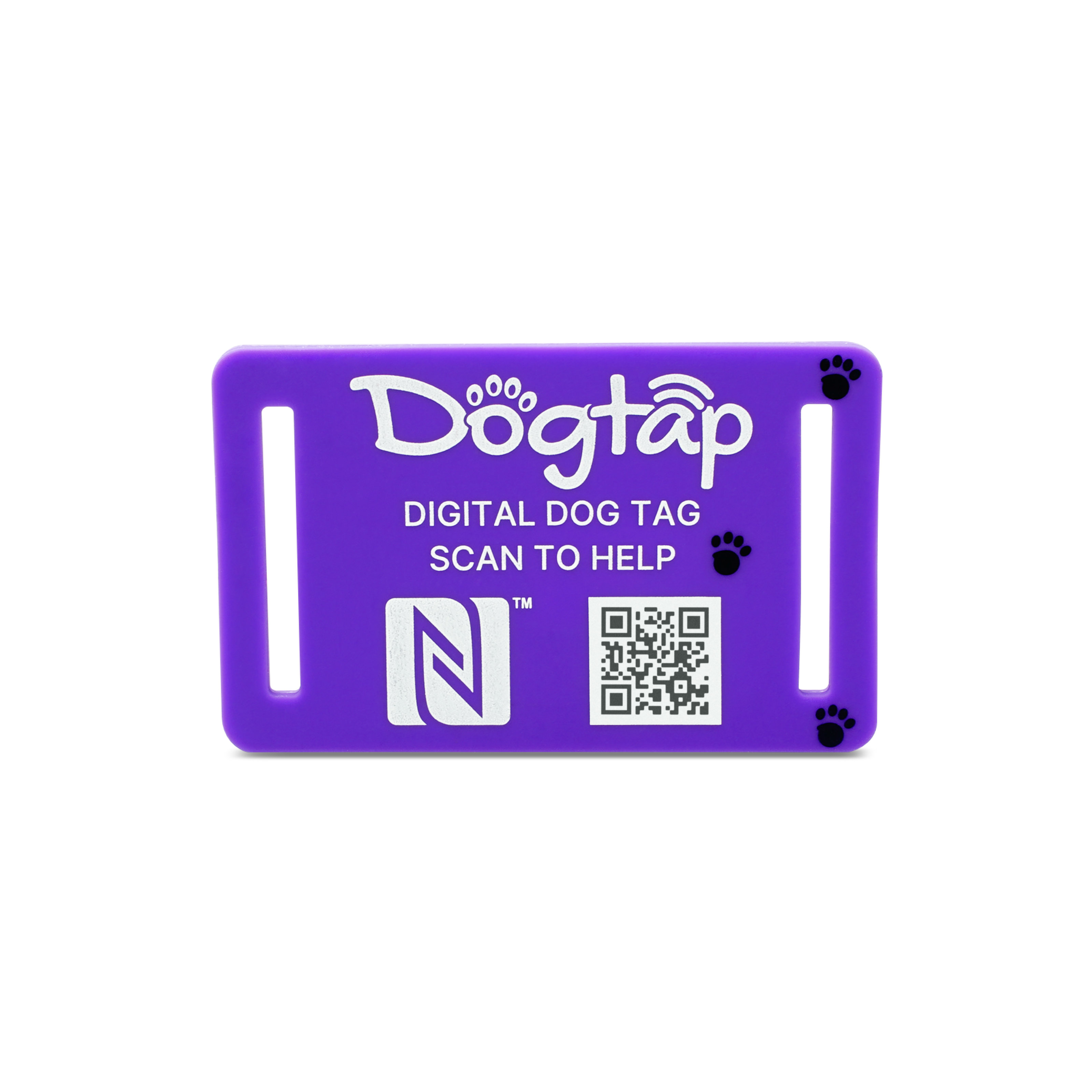 Dogtap Light Big - Digital dog tag - silicone - 67 x 40 mm - purple