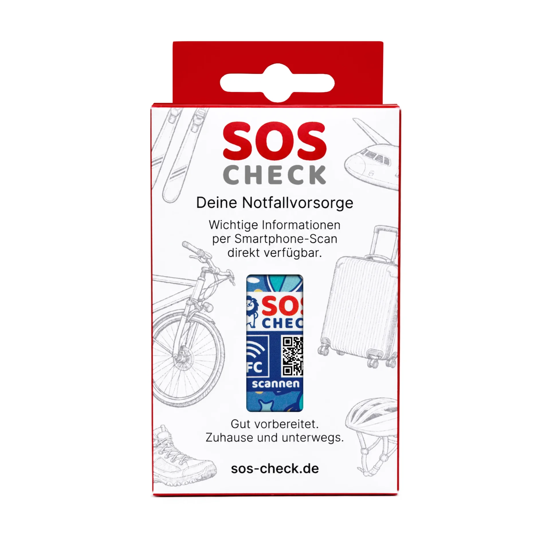 SOS-Check Sticker Kids - Smarter Notfall-Sticker - PET - On-Metal - 30 x 45 mm - 2er Set - blau