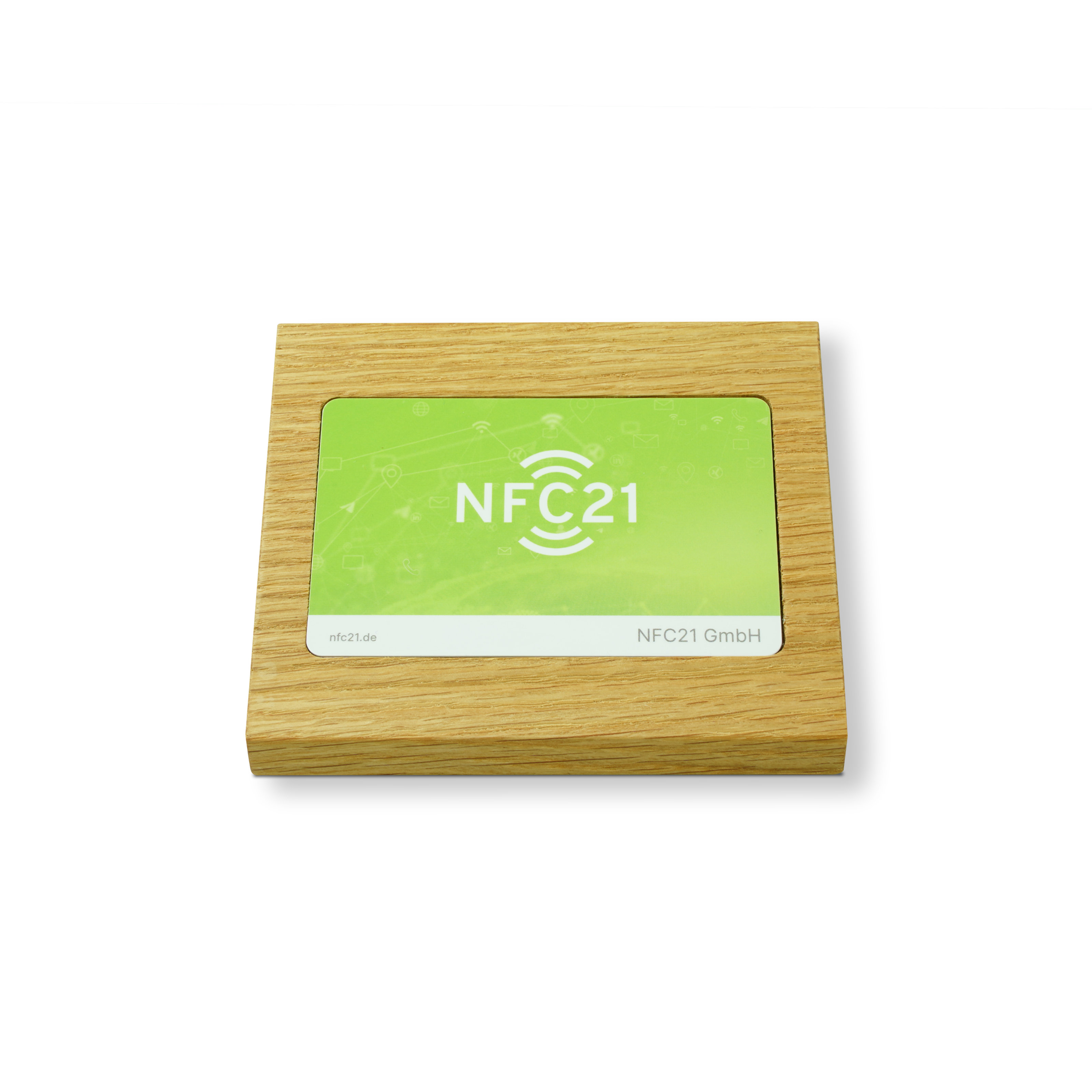 NFC Visitenkartenhalter aus Holz - 106 x 39 x 83 mm - hellbraun