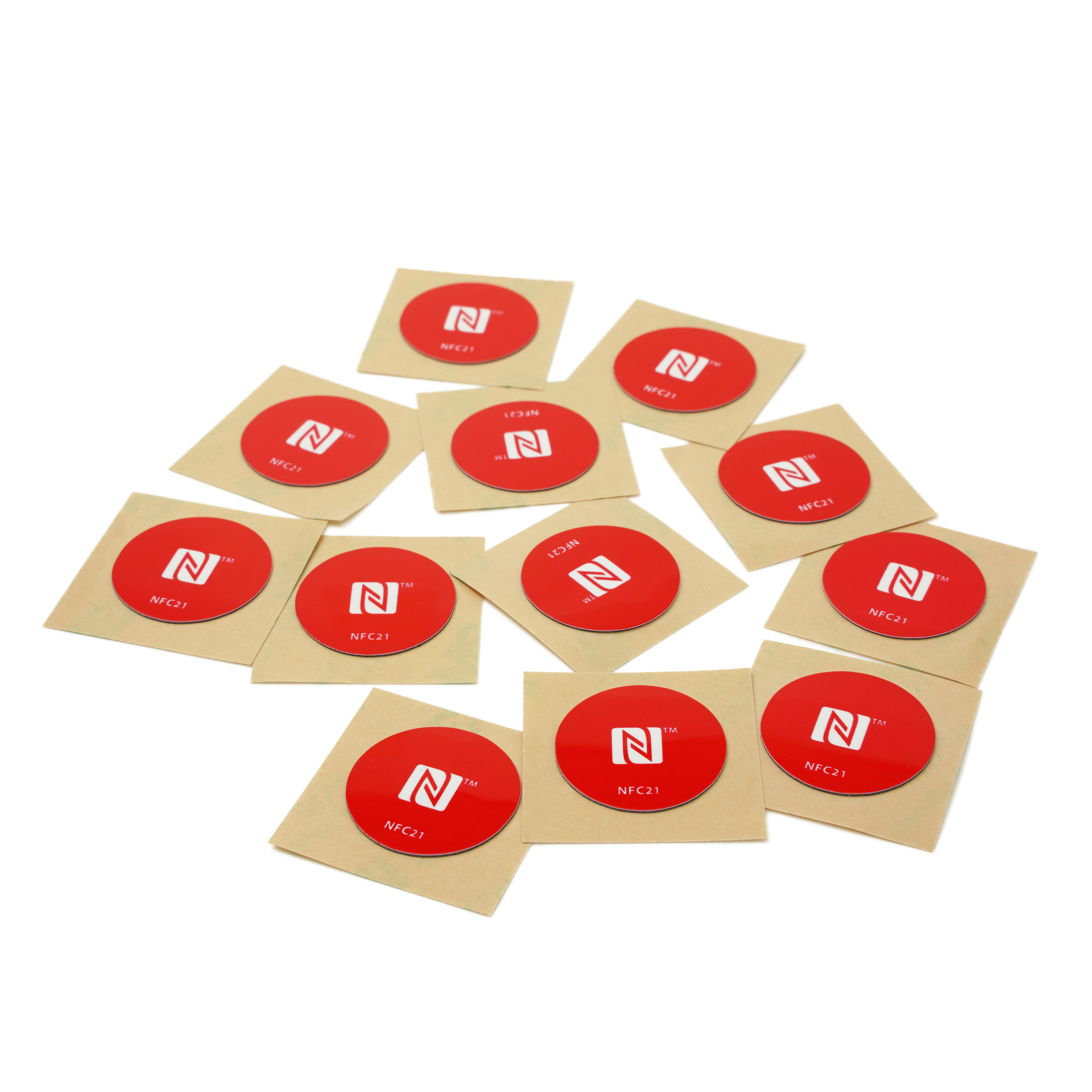NFC Sticker On-Metal - 22 mm - NTAG213 - 180 Byte - red with logo