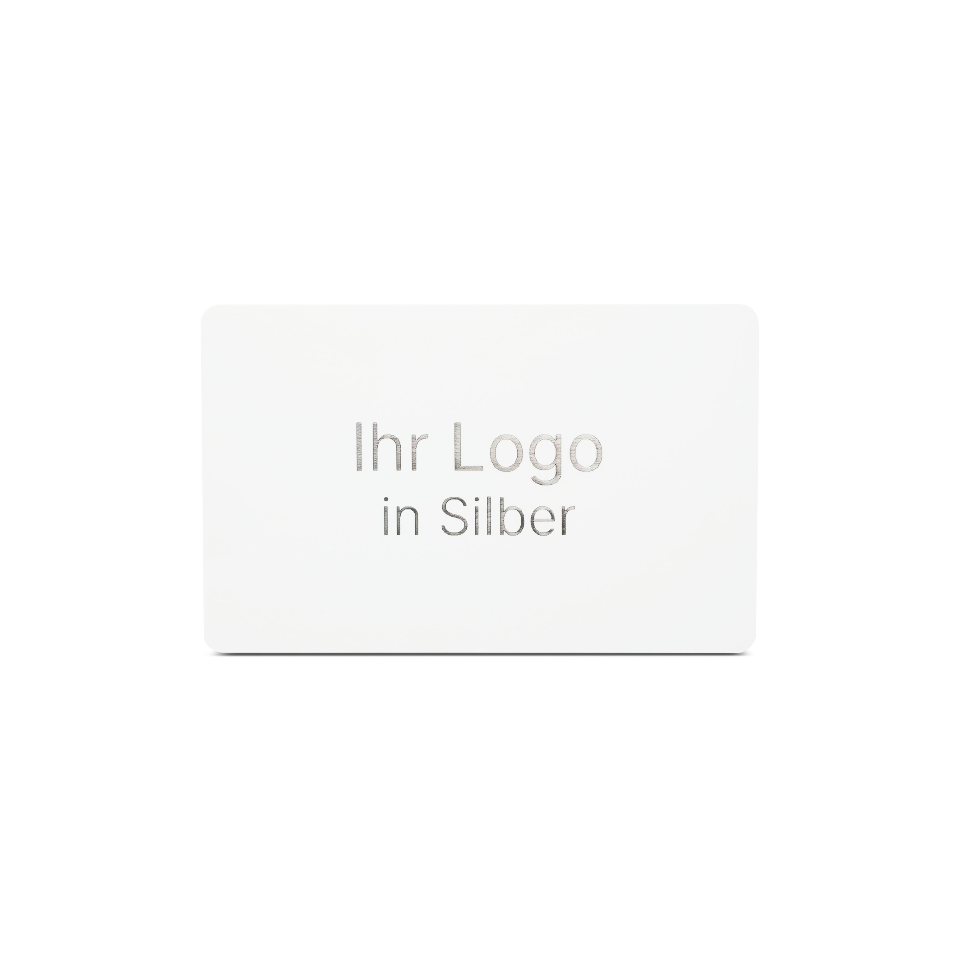 Weiße NFC Karte aus PVC mit Bedruckung "Ihr Logo in Silber"