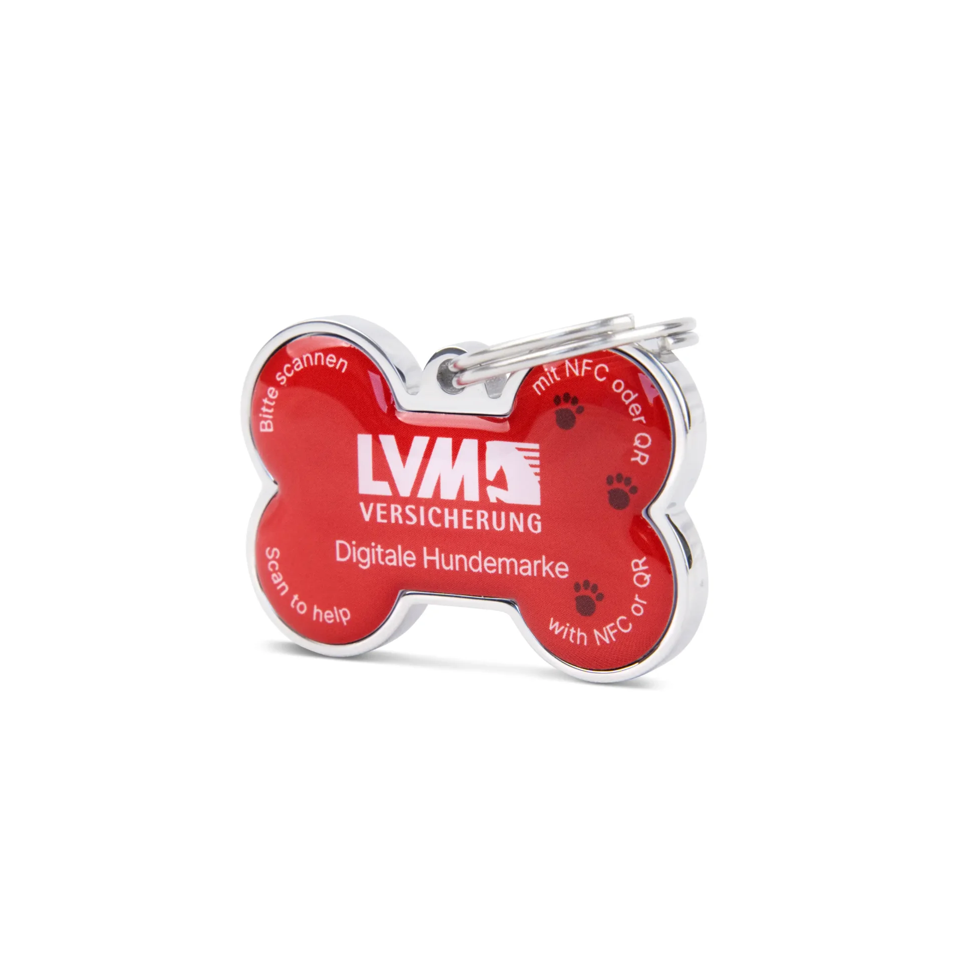 Dogtap Solid - LVM Edition - Digitale Hundemarke - PVC/Metall - 41,6 x 28,5 mm - rot