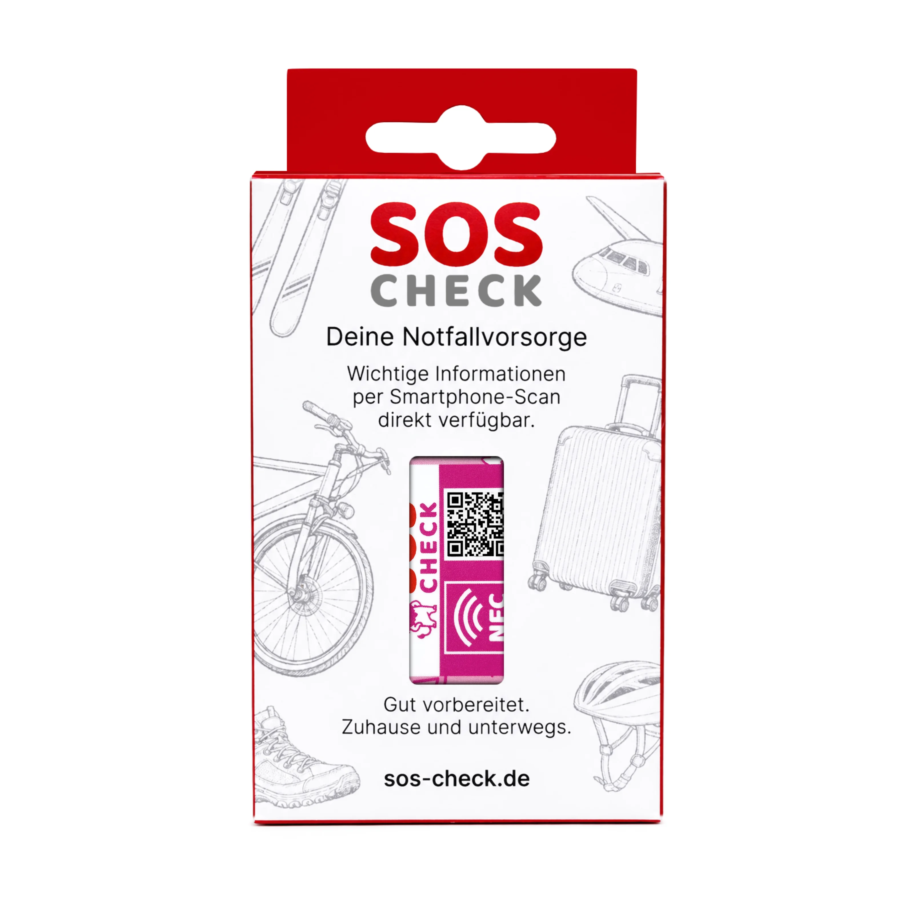 SOS-Check Sticker Kids - Smart Emergency Sticker - PET - On-Metal - 45 x 30 mm - 2-Pack - Pink
