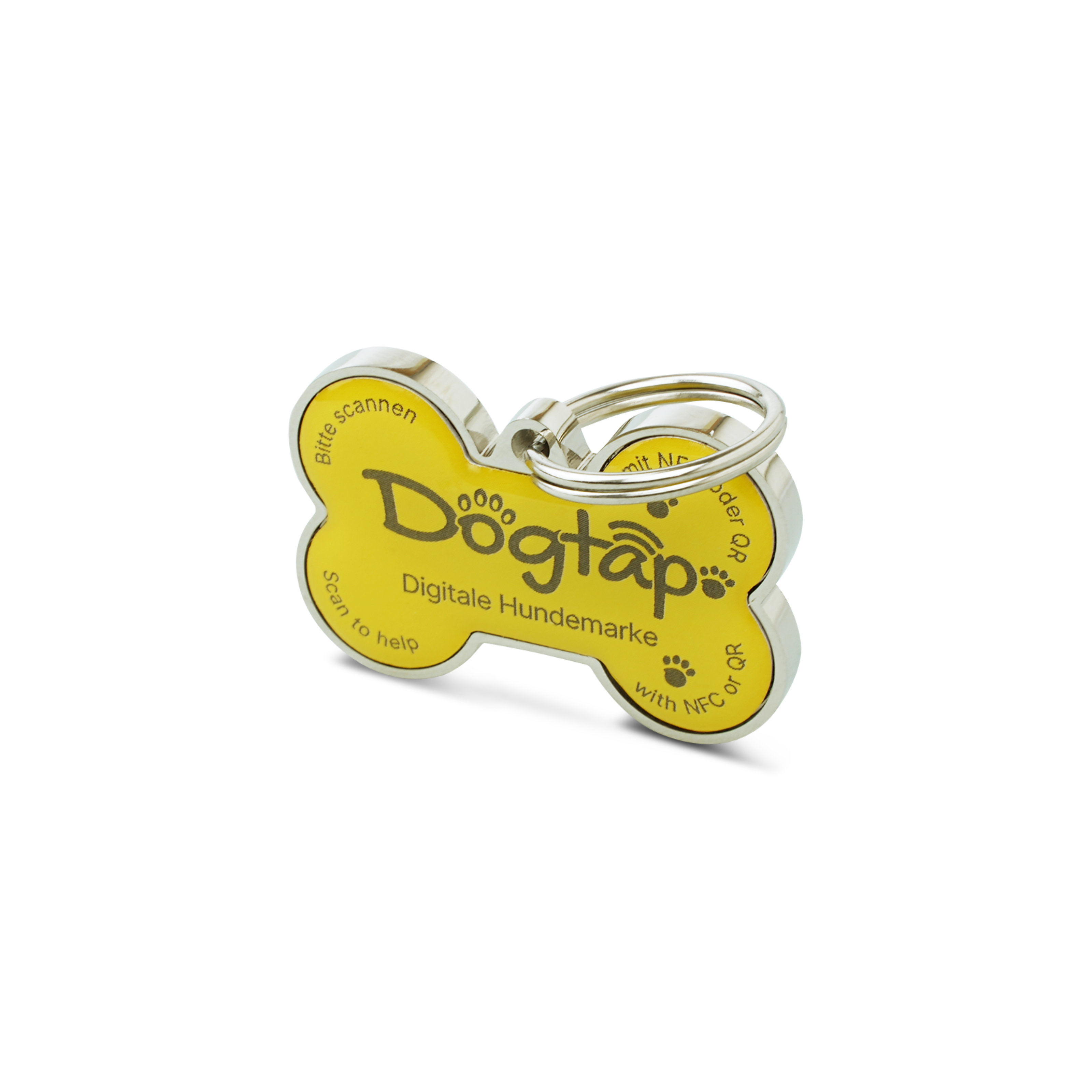Dogtap Solid - Digital dog tag - PVC / Metal - 41.6 x 28.5 x 4.6 mm - yellow
