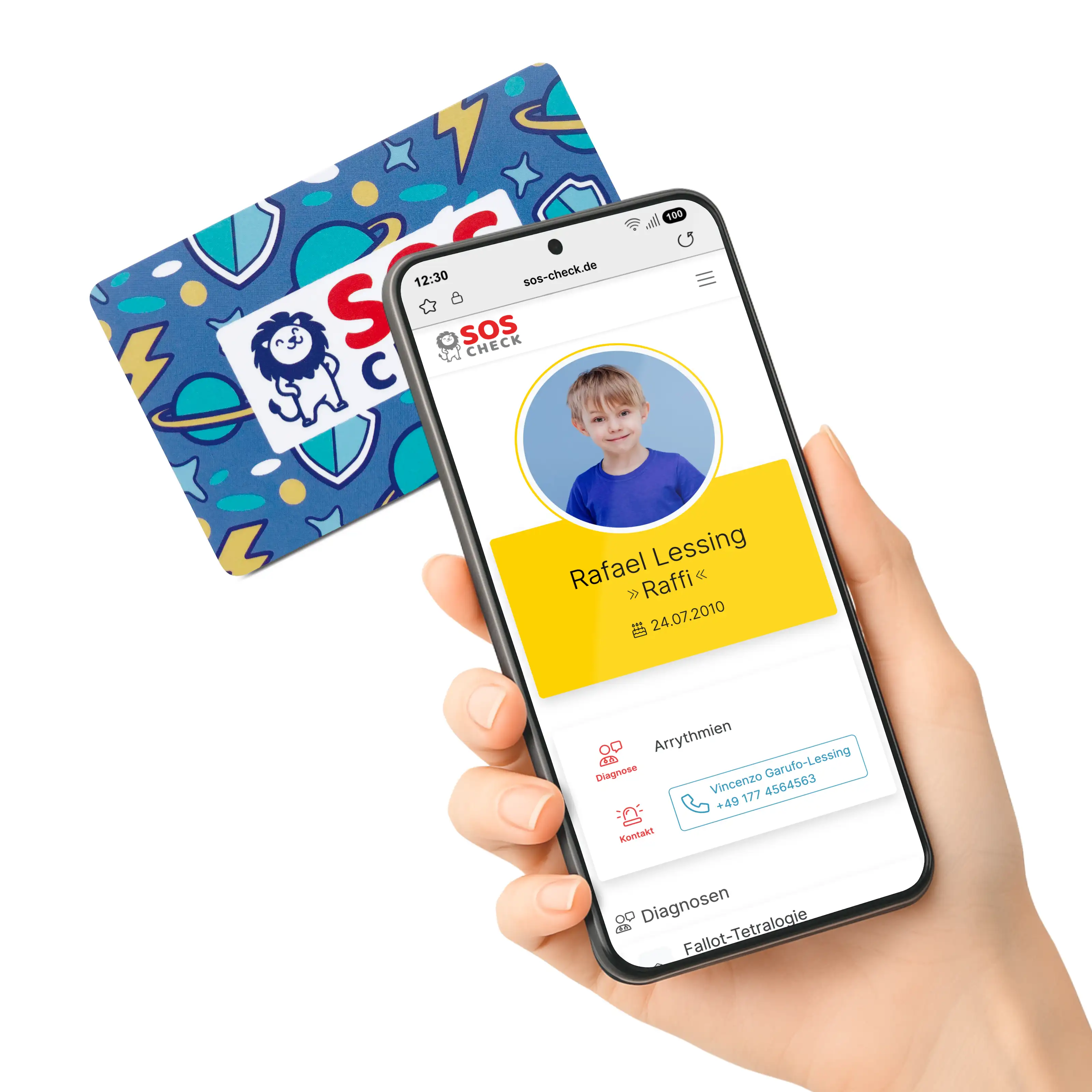 SOS-Check Card Kids - Smart Emergency Card - PVC - 85,6 x 54 mm - Blue