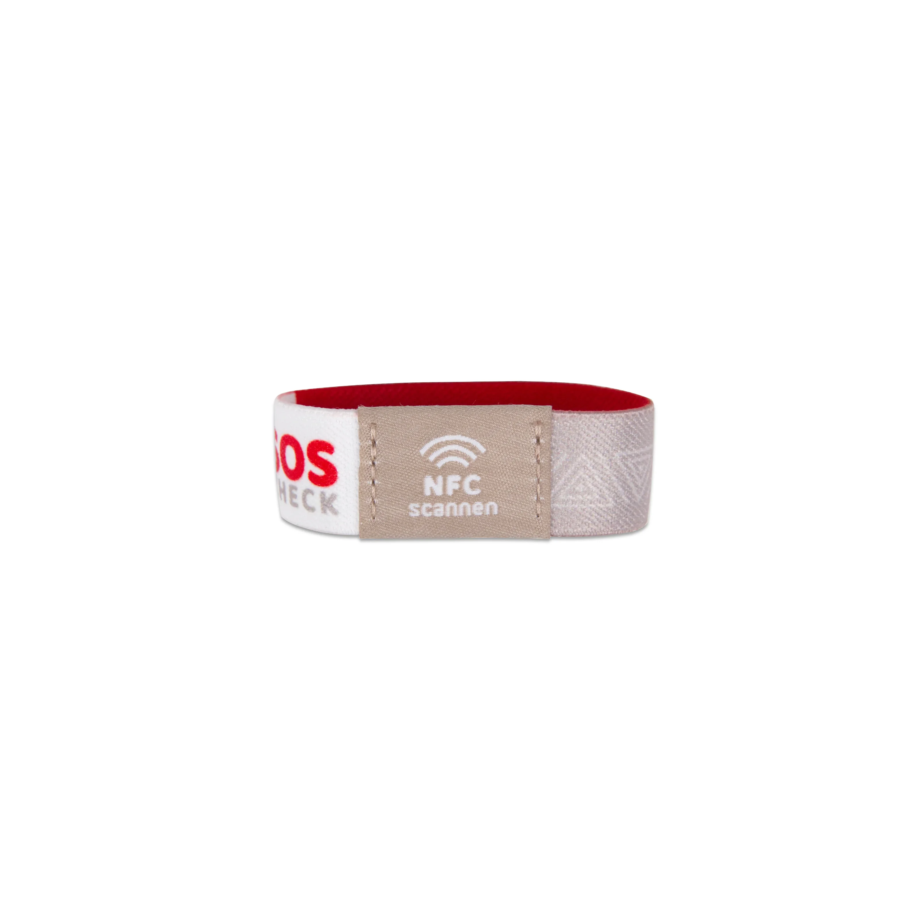 SOS-Check Armband - Smartes Notfall-Armband - Stoff - 150 x 20 mm - beige