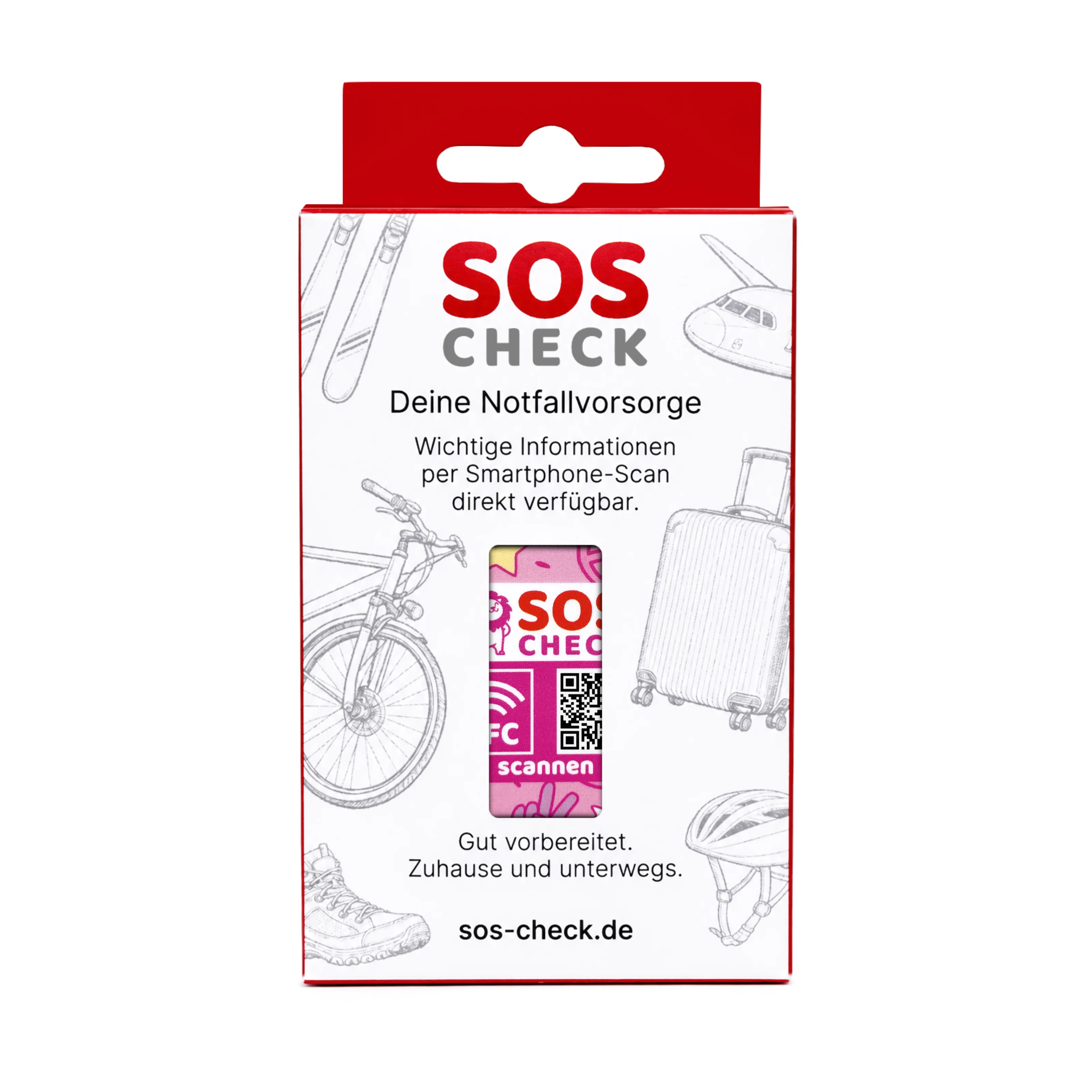SOS-Check Sticker Kids - Smarter Notfall-Sticker - PET - On-Metal - 30 x 45 mm - 2er Set - pink