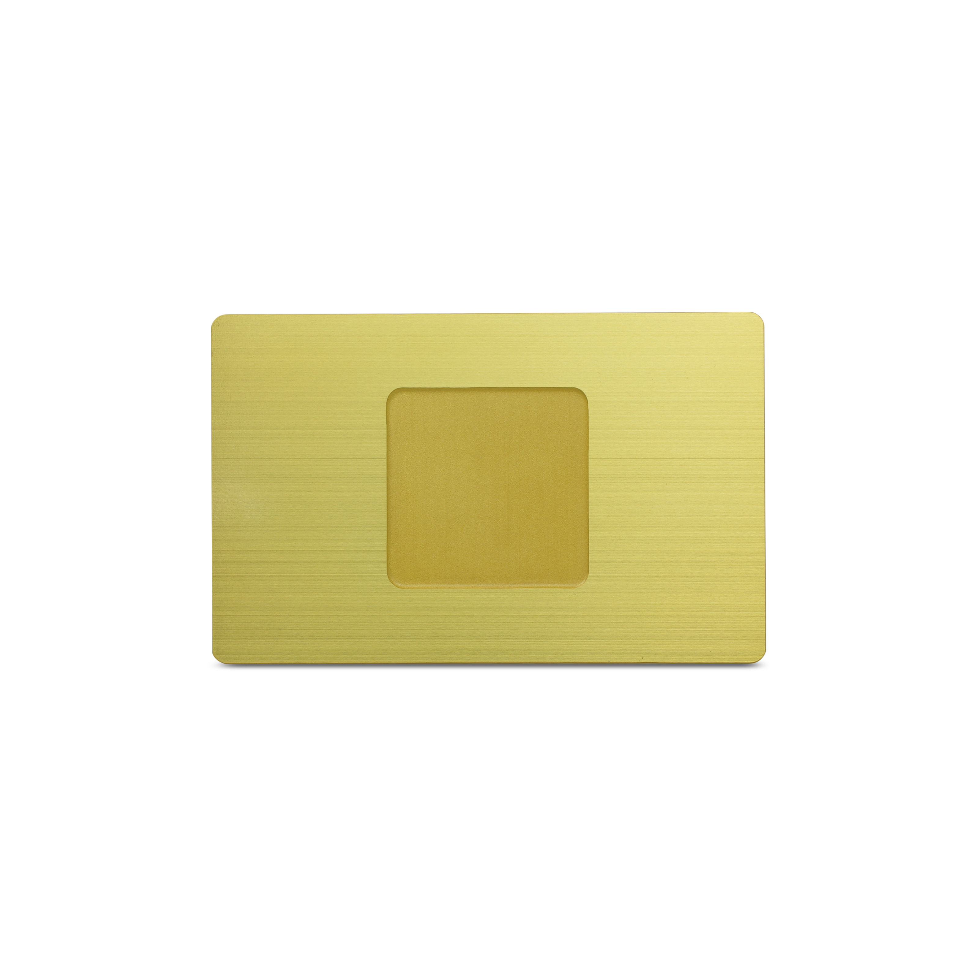 Rückseite der Metallkarte in Gold mit Einkerbung für den NFC Sticker