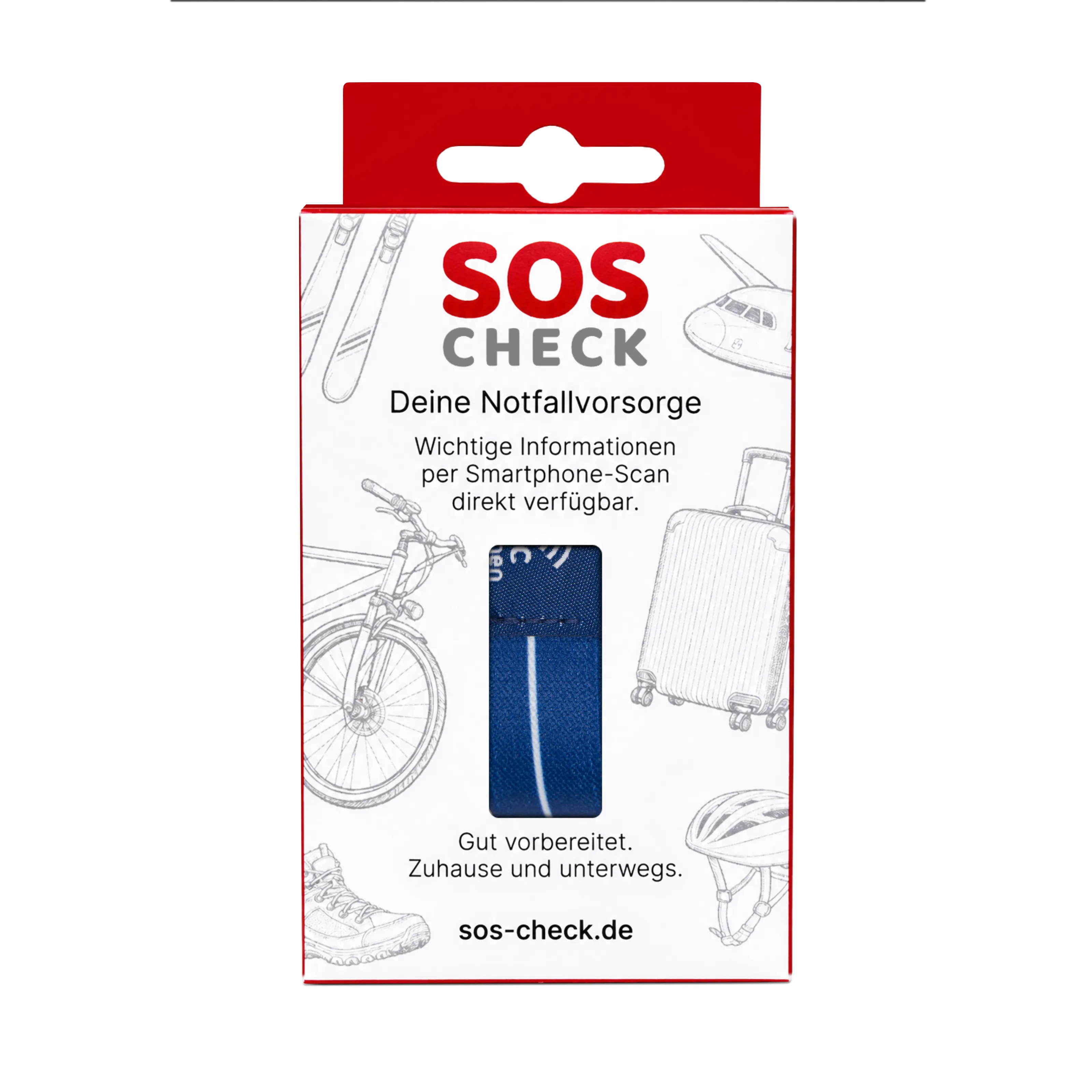 SOS-Check Armband - Smartes Notfall-Armband - Stoff - 150 x 20 mm - blau