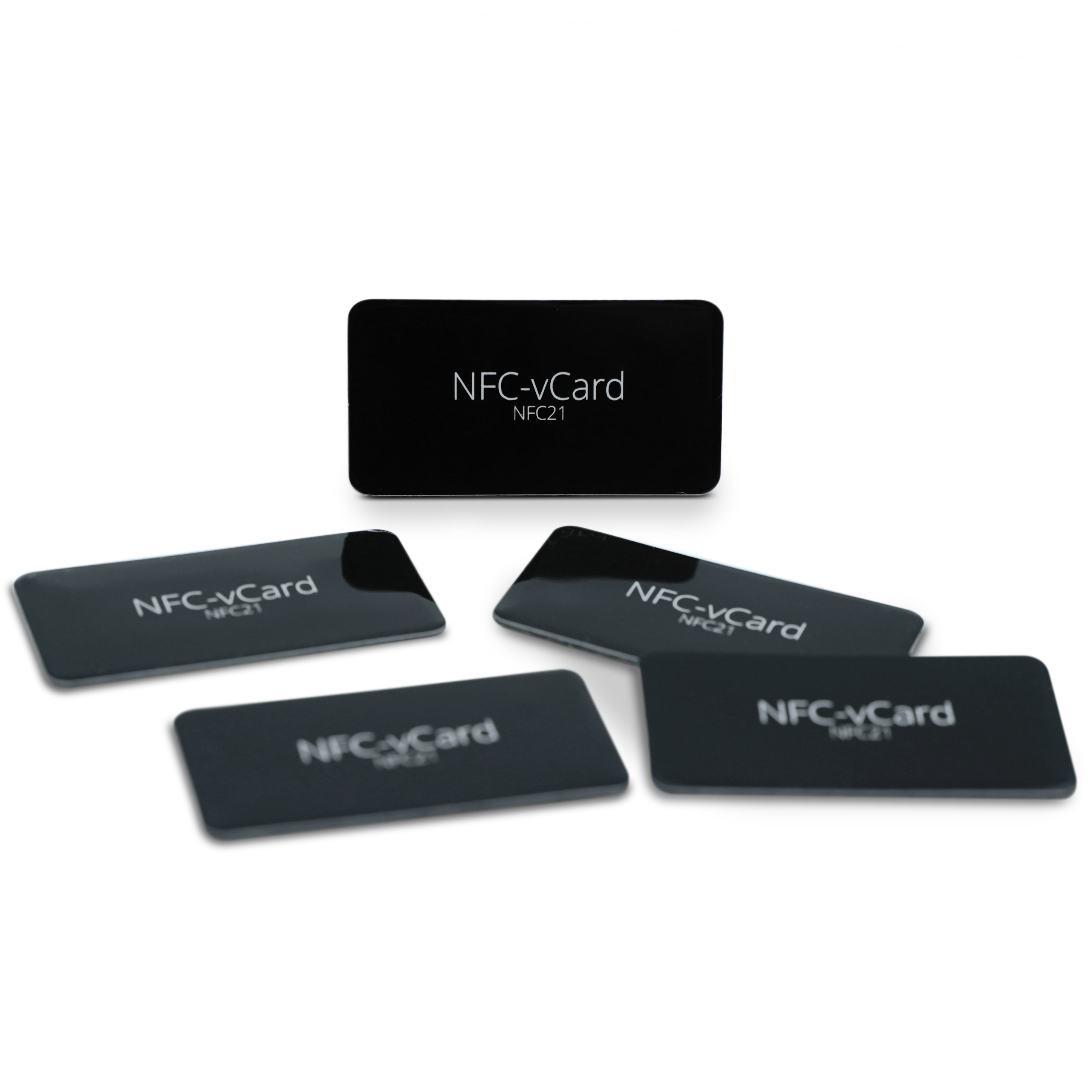 5 NFC-vCard Sticker - Digitale Visitenkarte - inkl. NFC-vCard Zugang - PET - 35 x 18 mm - schwarz