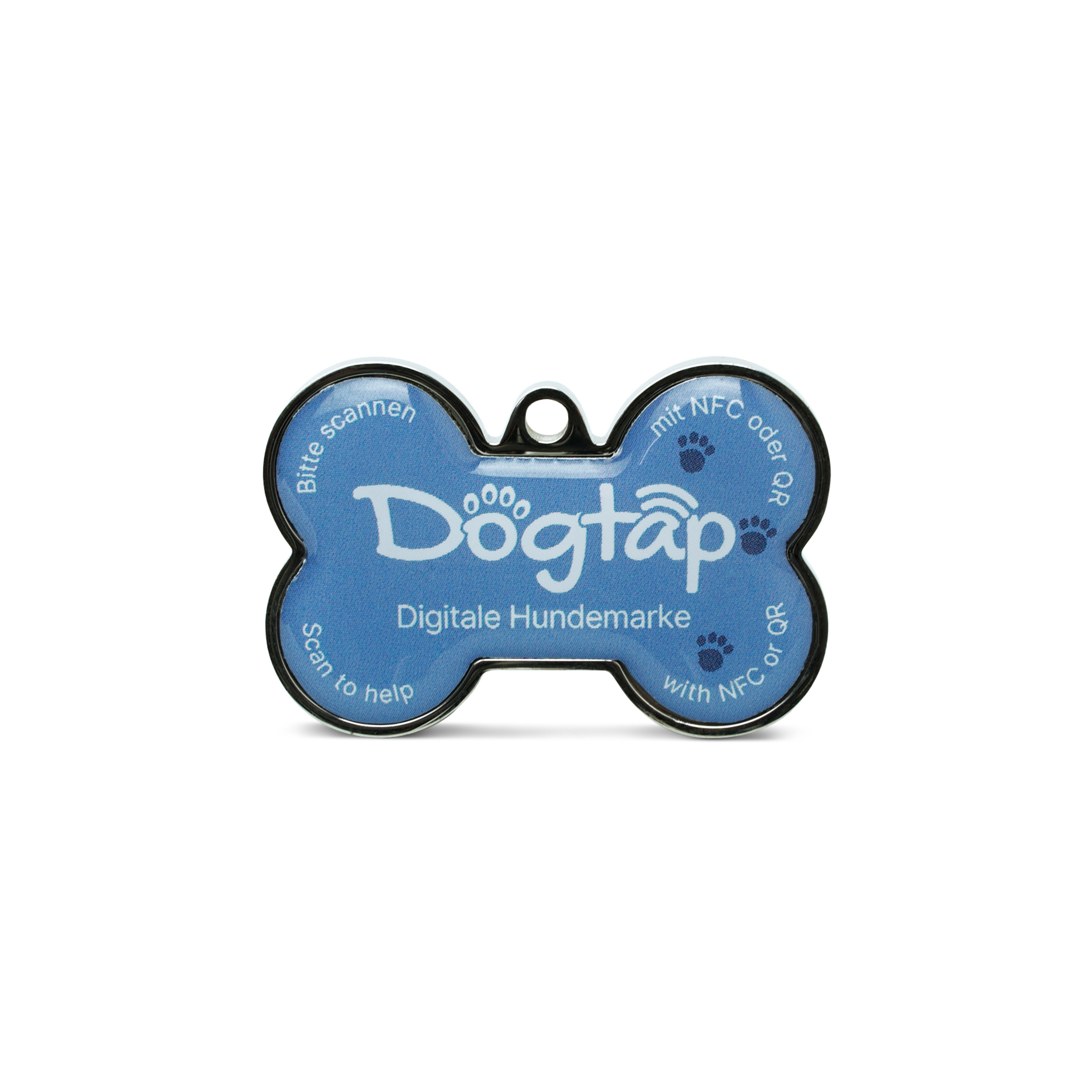 Dogtap Solid - Digital dog tag - PVC / Metal - 41.6 x 28.5 x 4.6 mm - blue