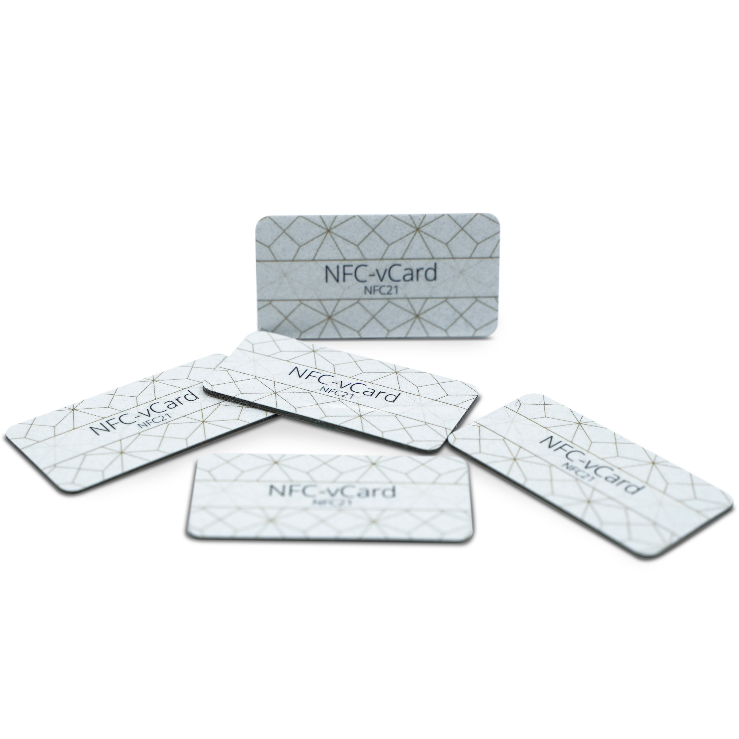 5 NFC-vCard Sticker - Digitale Visitenkarte - inkl. NFC-vCard Zugang - PET - 35 x 18 mm - gold