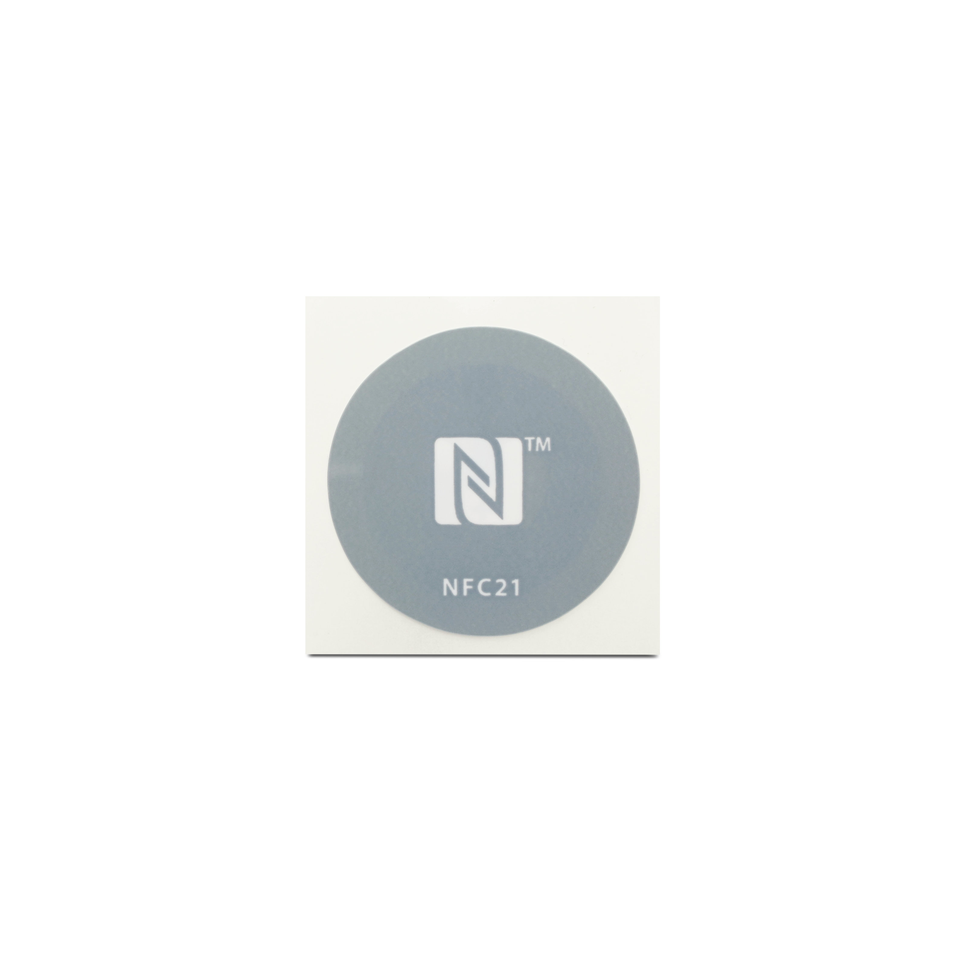 NFC Sticker PVC - 30 mm - NTAG213 - 180 Byte - grau mit Logo