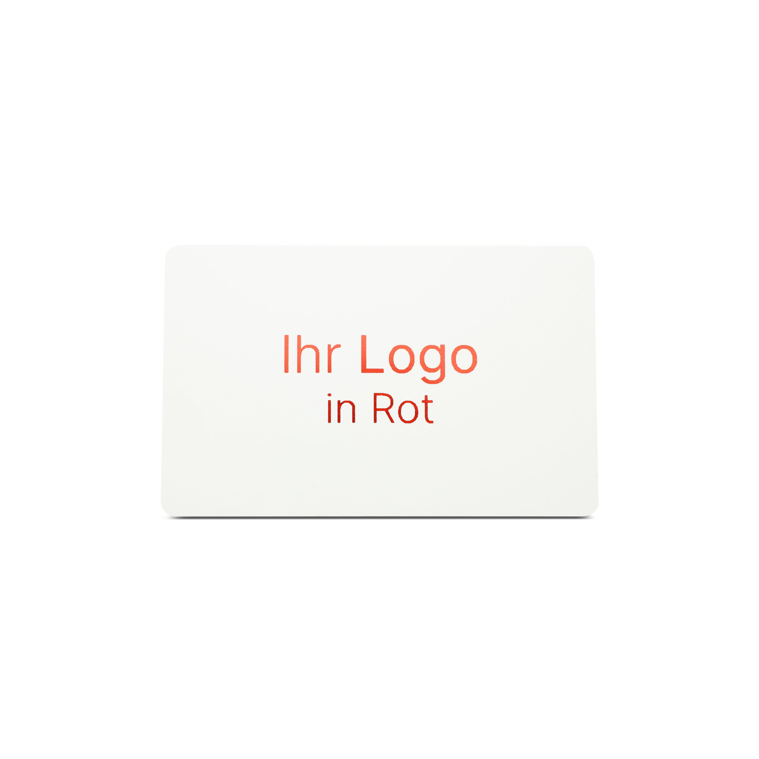 Weiße NFC Karte aus PVC mit Bedruckung "Ihr Logo in Rot"