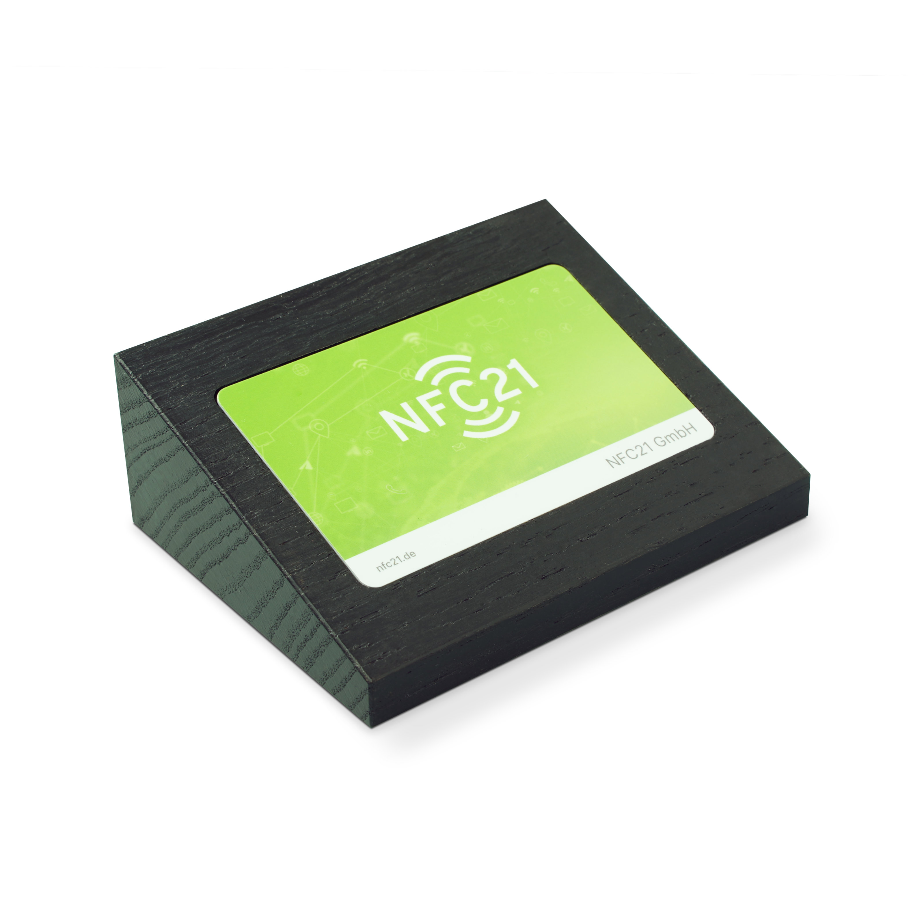 NFC Visitenkartenhalter aus Holz - 106 x 39 x 83 mm - schwarz