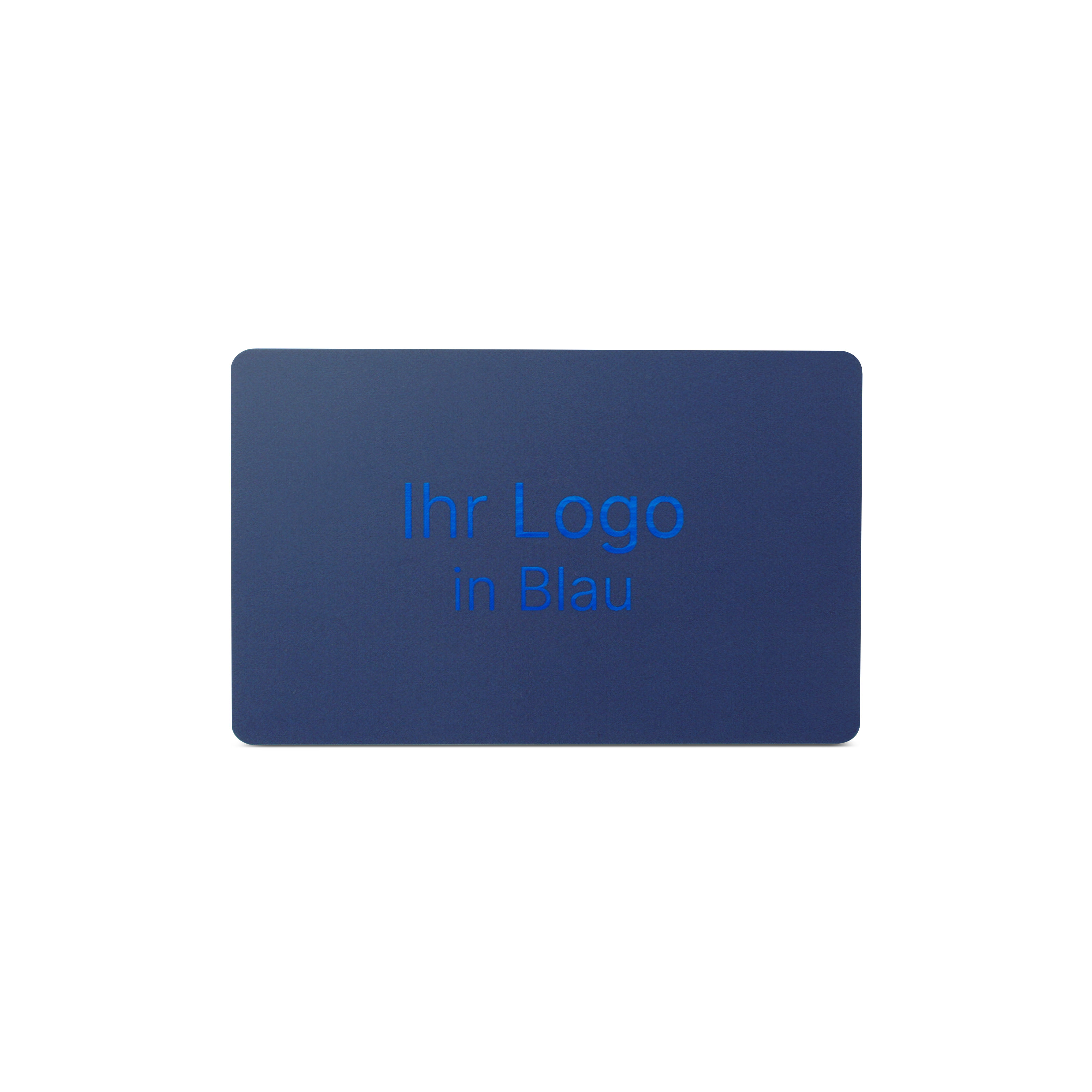 Blaue NFC Karte aus PVC mit Bedruckung "Ihr Logo in Blau"