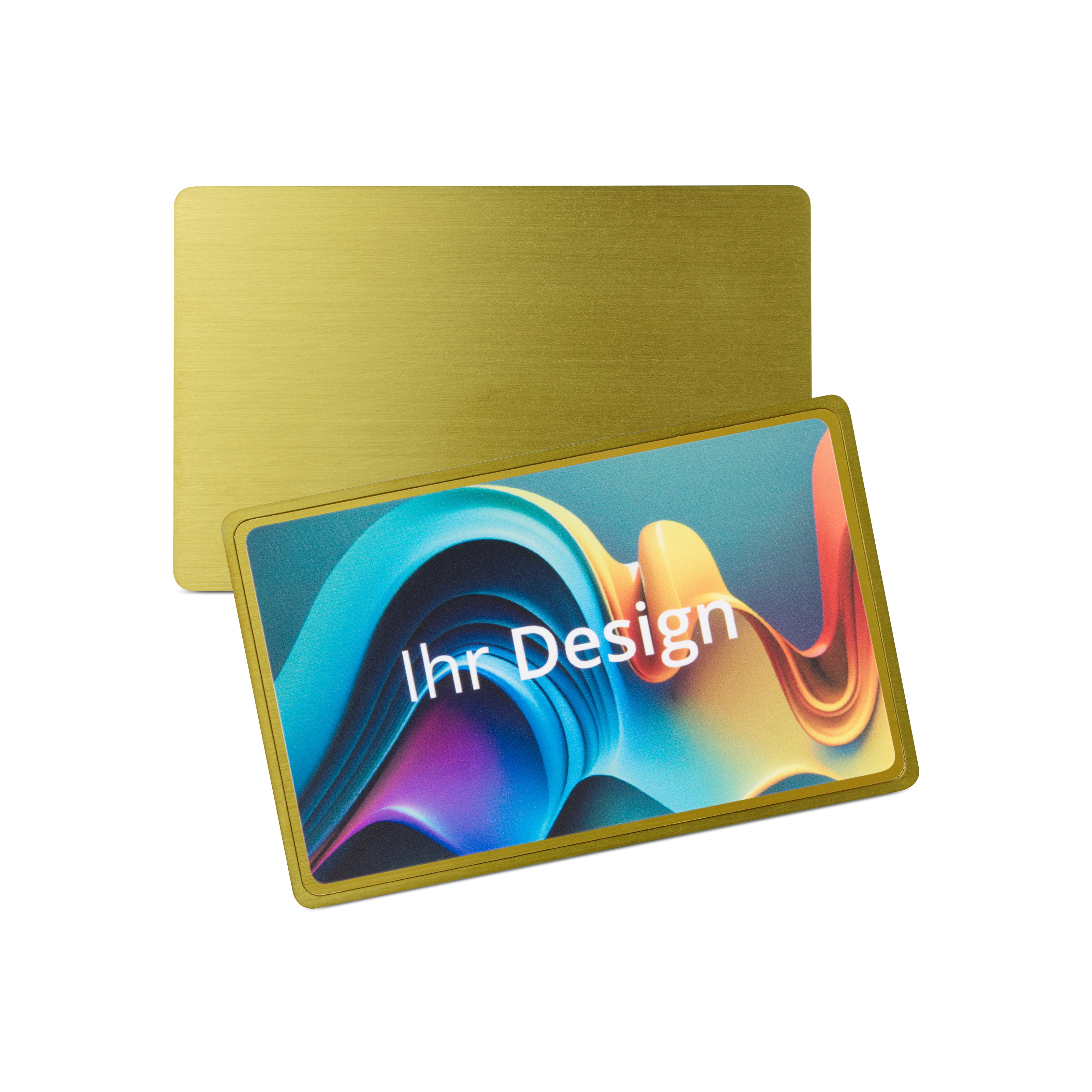 NFC card metal/PVC printed on one side - 85.6 x 54 mm - NTAG213 - 180 byte - gold matt