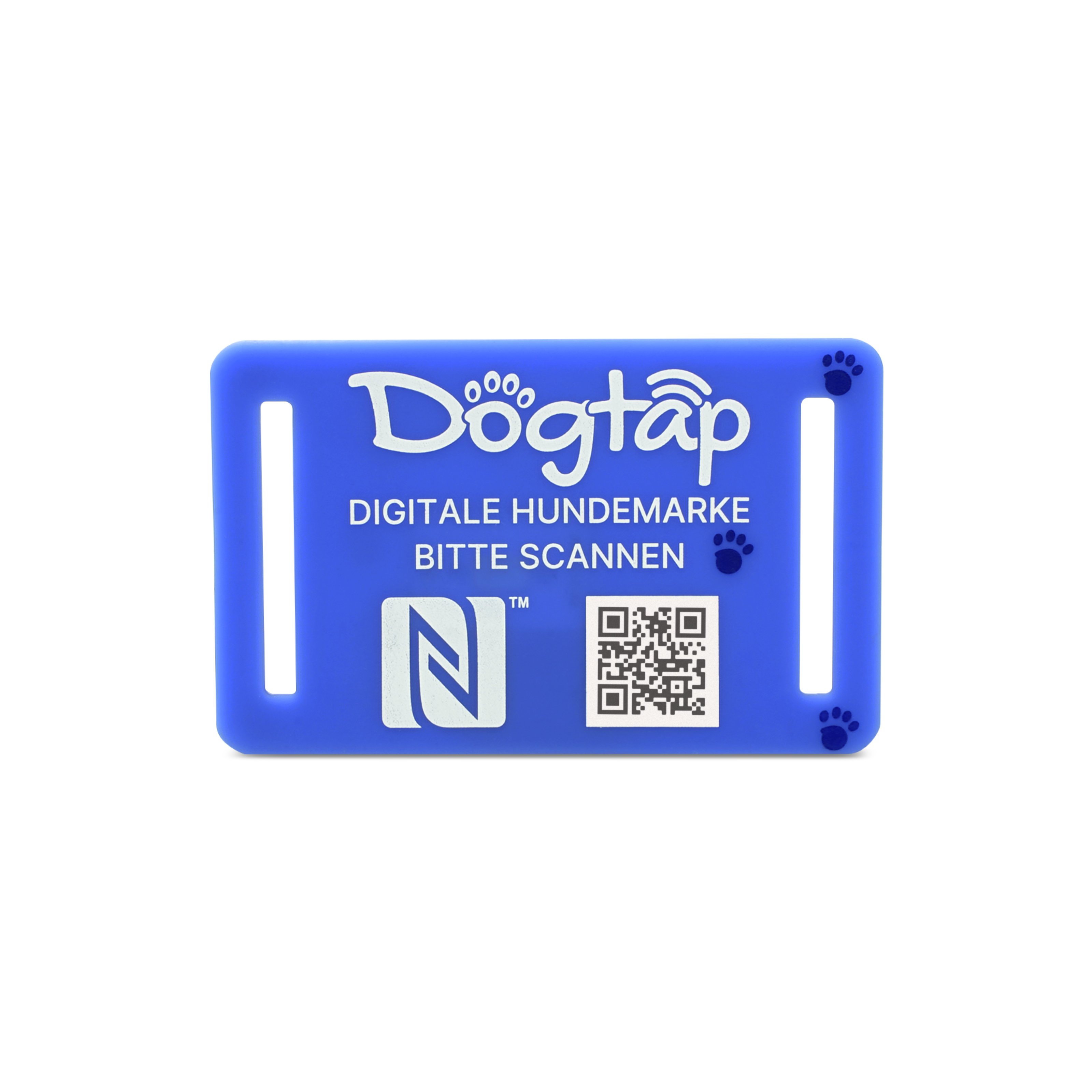 Dogtap Light Big - Digitale Hundemarke - Silikon - 67 x 40 mm - blau