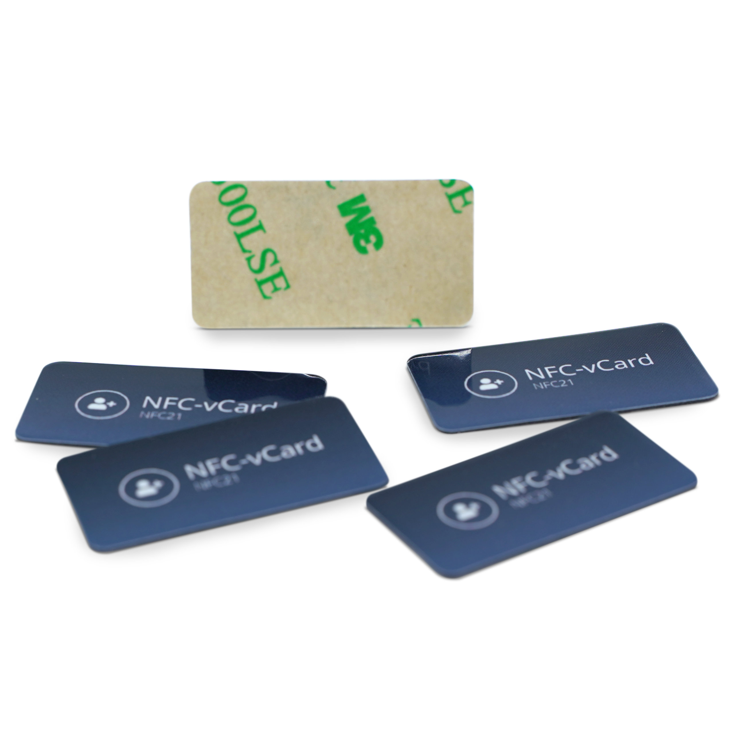 5 NFC-vCard stickers - Digital business card - incl. NFC-vCard access - PET - 35 x 18 mm - blue