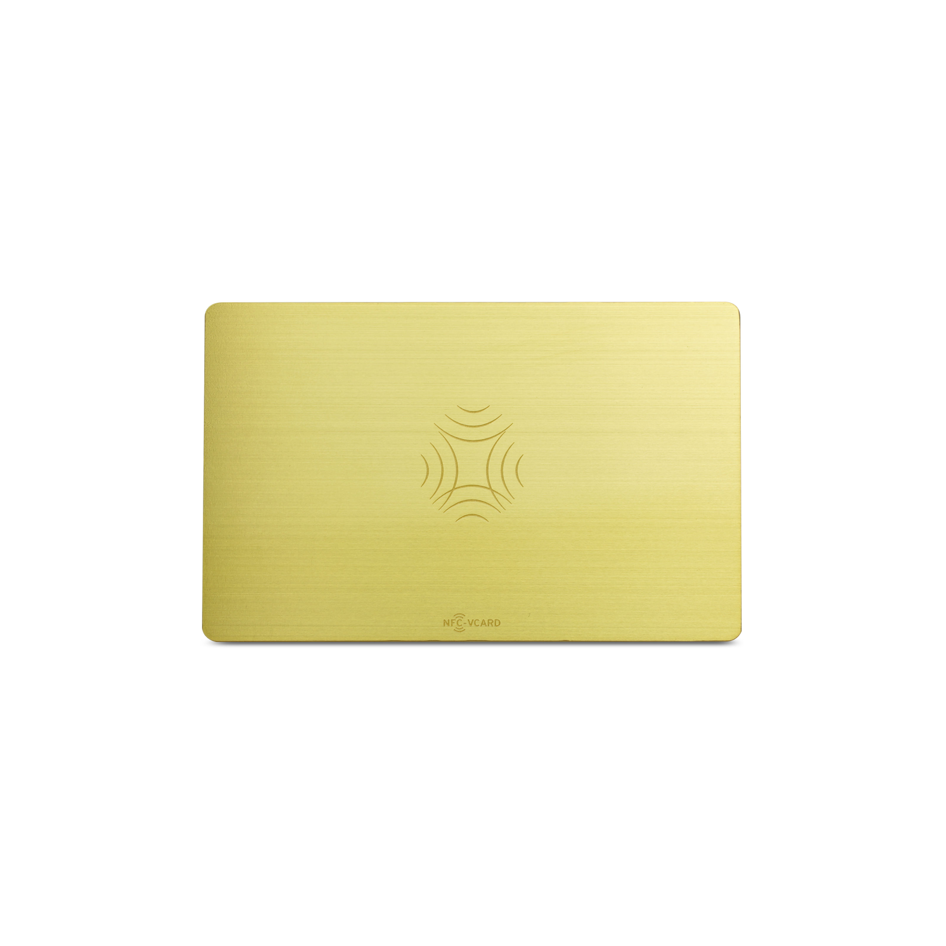 Vorderseite der Metallkarte in Gold mit NFC-vCard Gravur