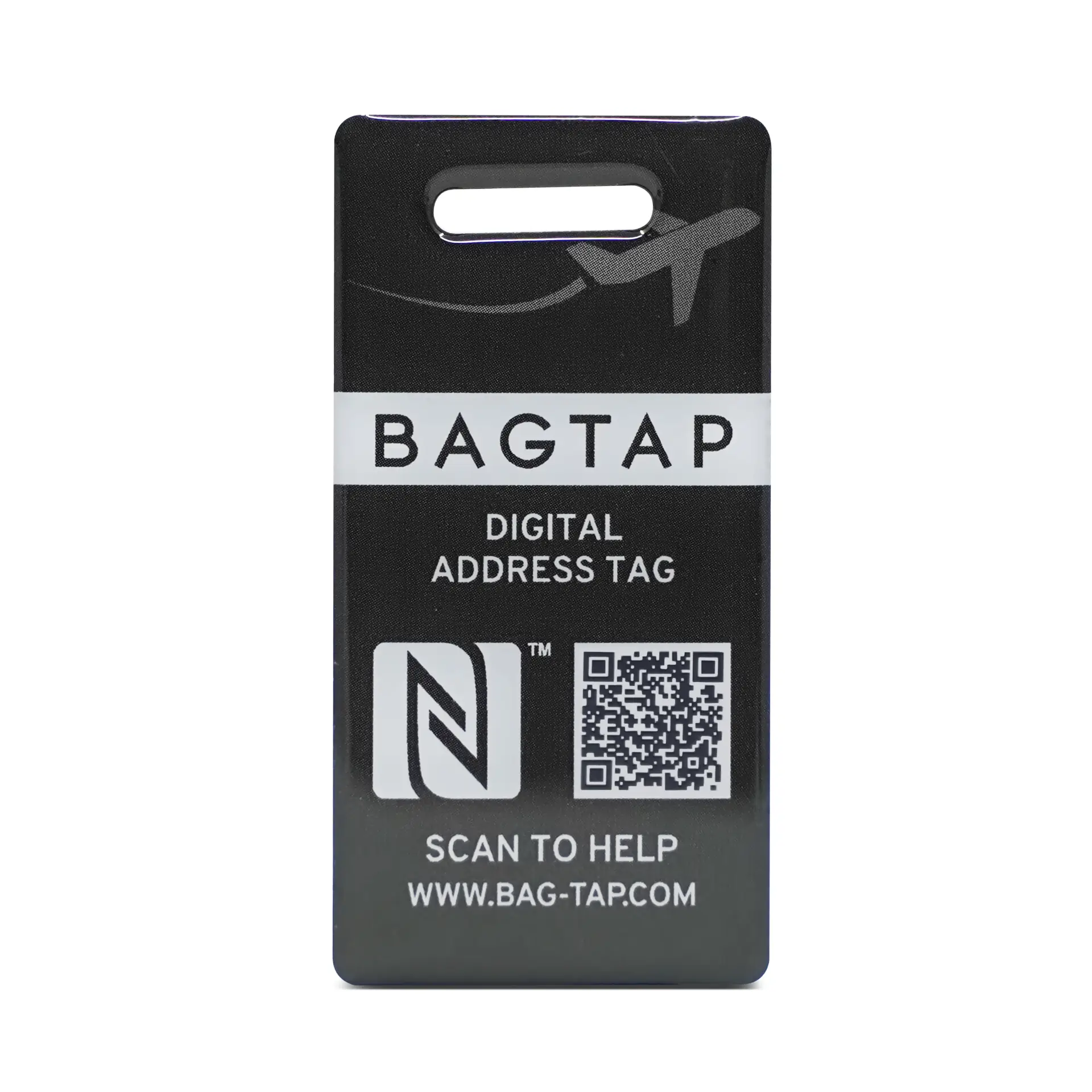 Bagtap Solid - Digital Luggage Tag - Epoxy - 30 x 60 mm - black