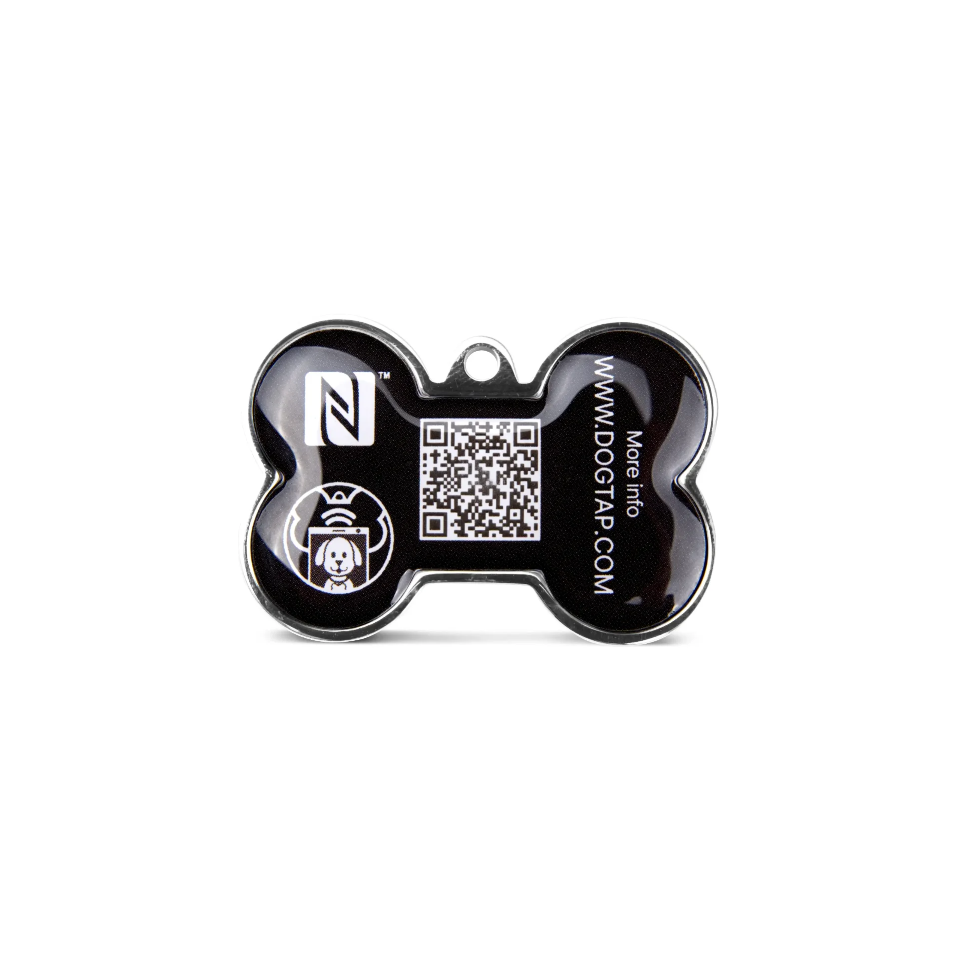 Dogtap Solid - LVM Edition - Digitale Hundemarke - PVC/Metall - 41,6 x 28,5 mm - schwarz