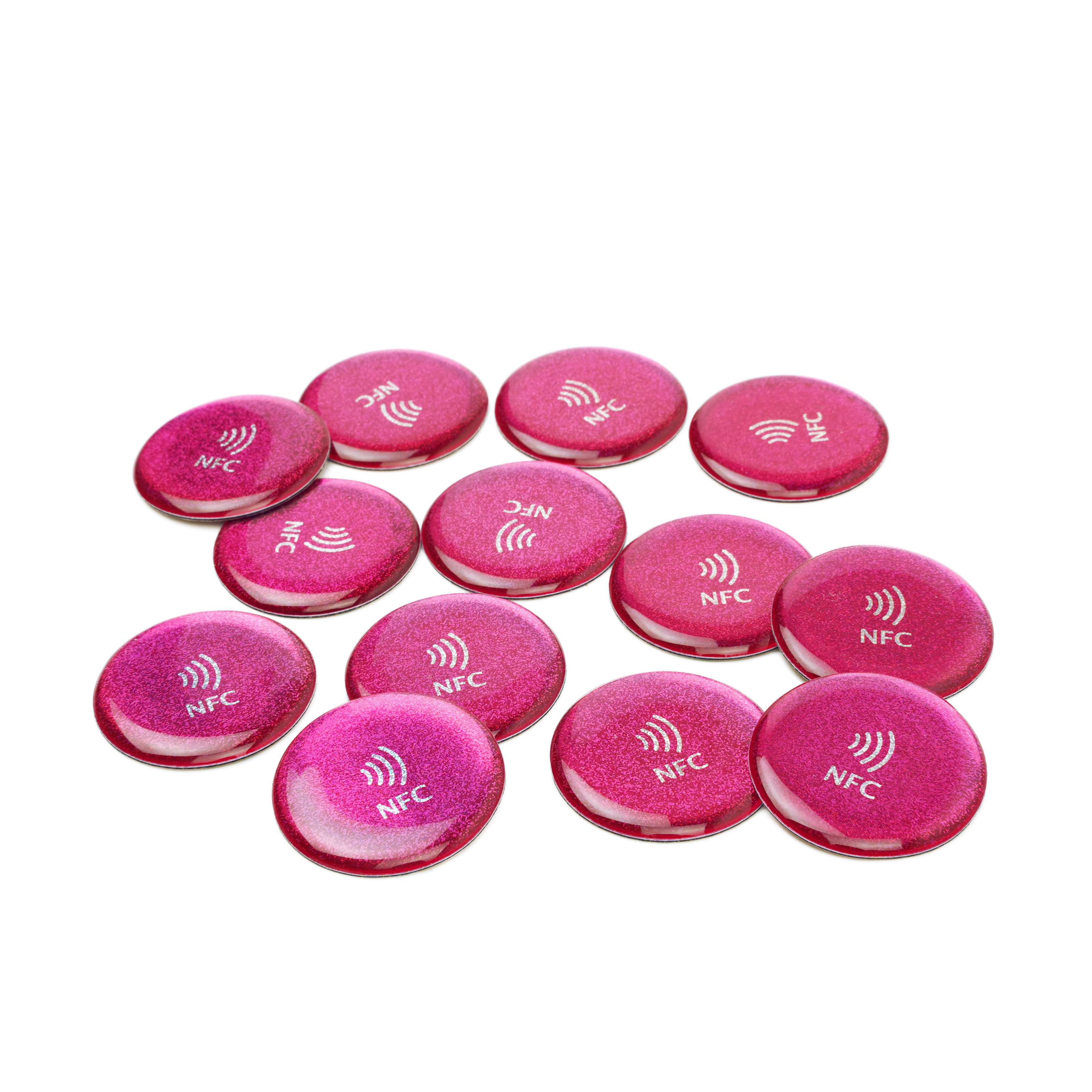 NFC Sticker Epoxy Glossy - On-Metal - 30 mm - NTAG213 - 180 Byte - pink