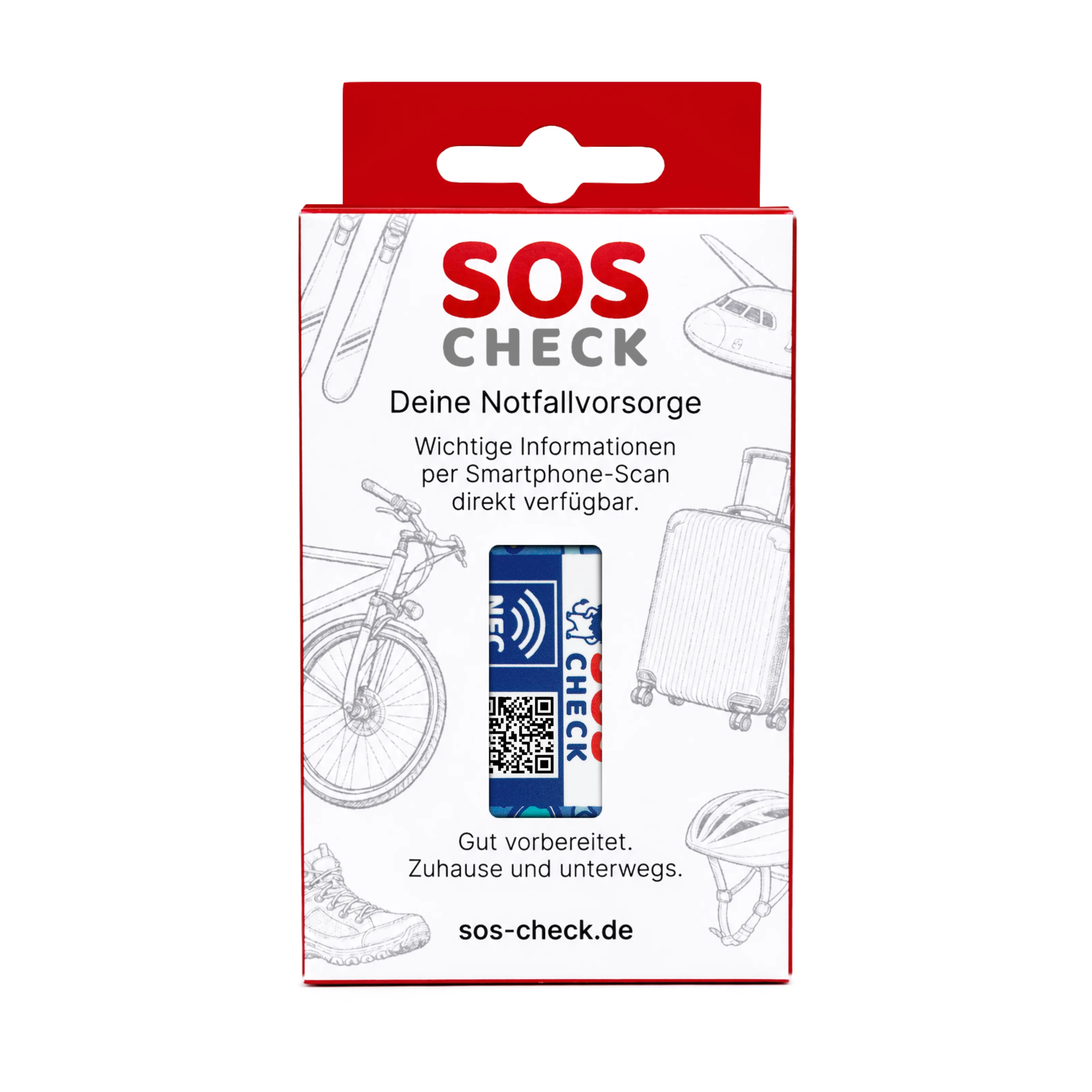 SOS-Check Sticker Kids - Smart Emergency Sticker - PET - On-Metal - 45 x 30 mm - 2-Pack - Blue
