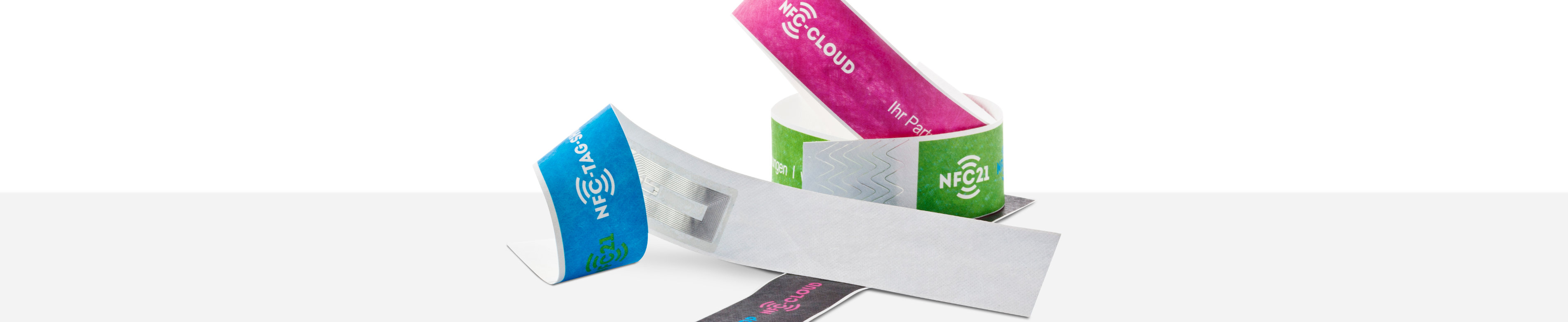 Paper NFC wristbands in different colours