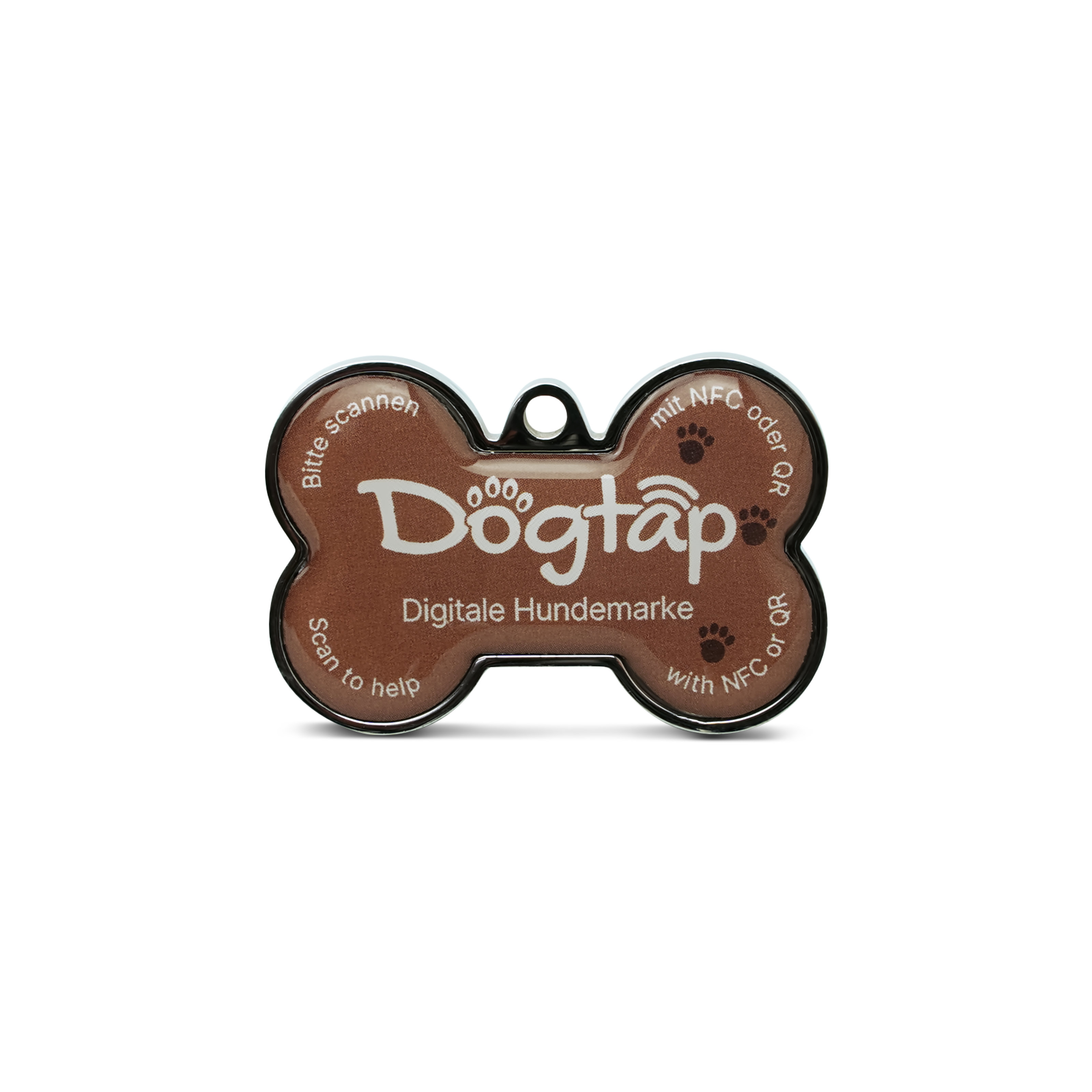 Dogtap Solid - Digital dog tag - PVC / Metal - 41.6 x 28.5 x 4.6 mm - brown