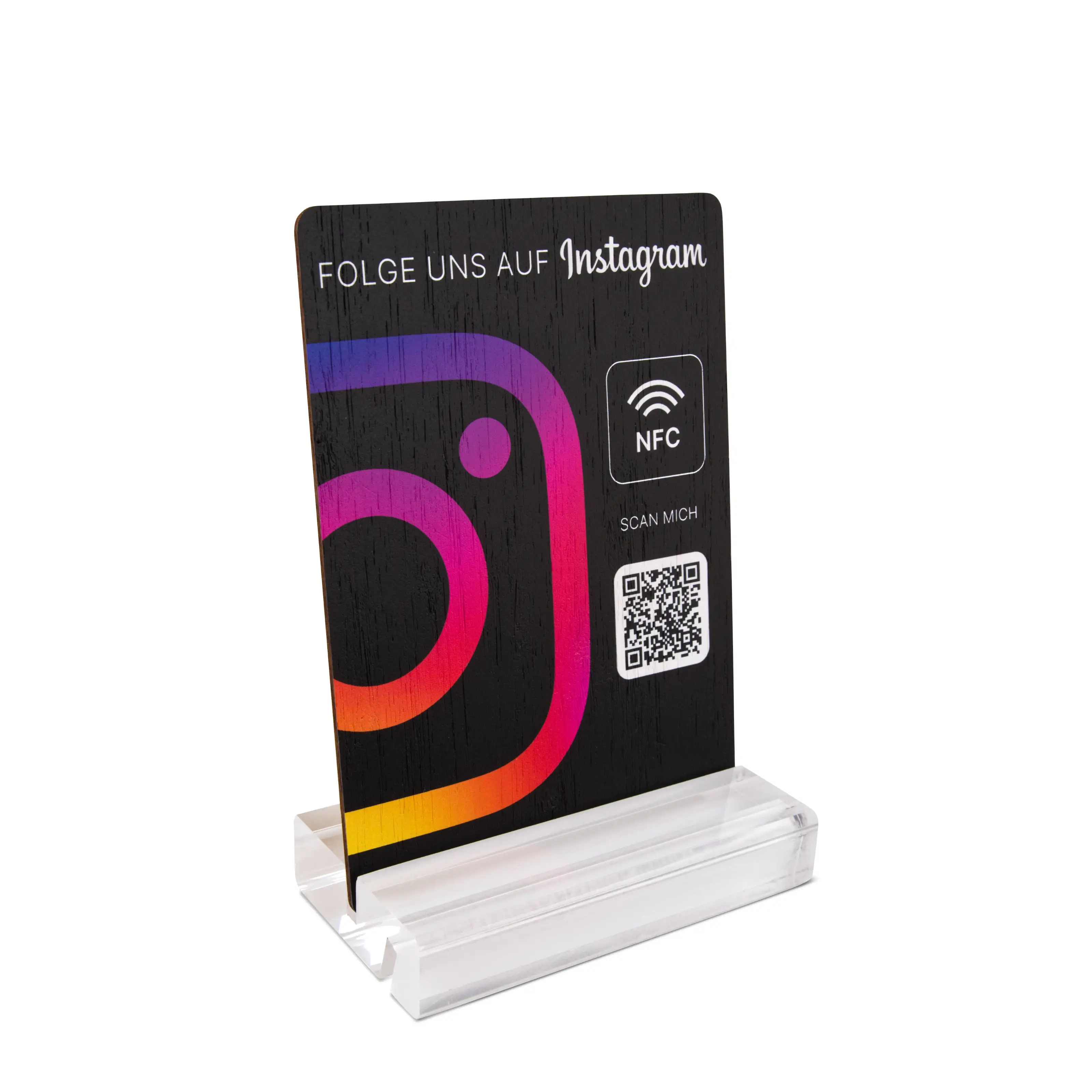 Instagram Plate with NFC and QR - Bamboo - 105 x 148 mm - Black Matte