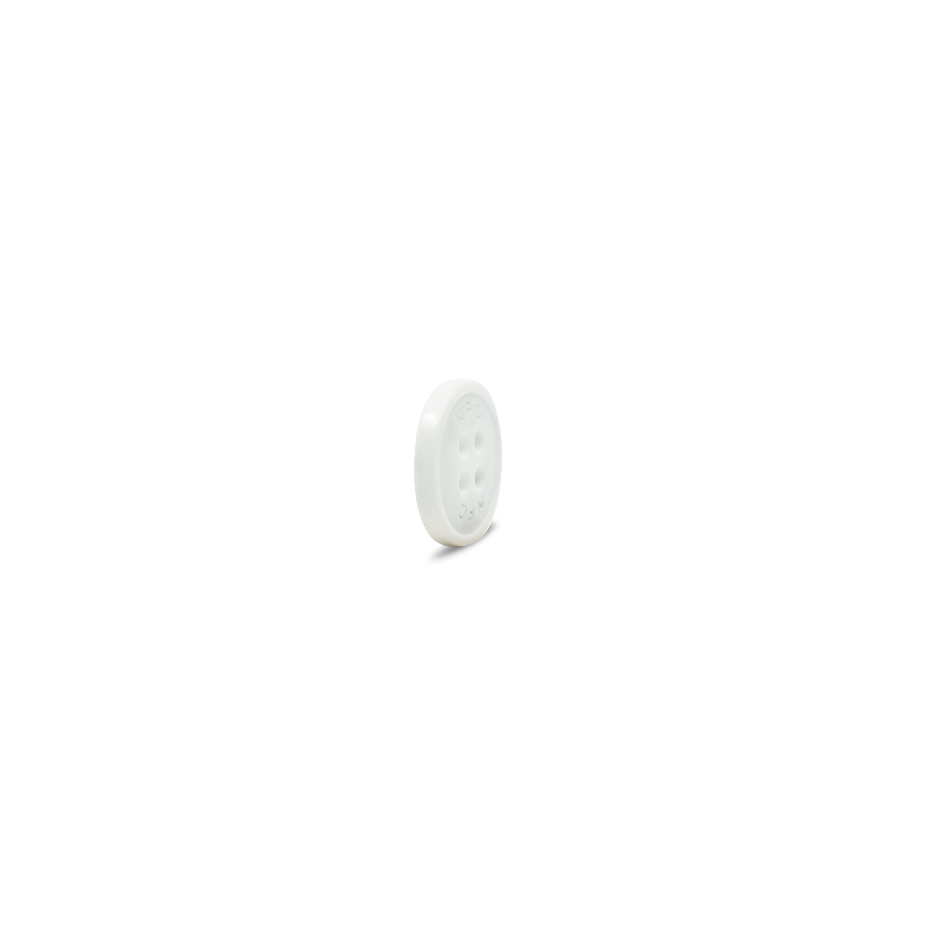 Seitenansicht NFC Kunstharz Knopf in weiß