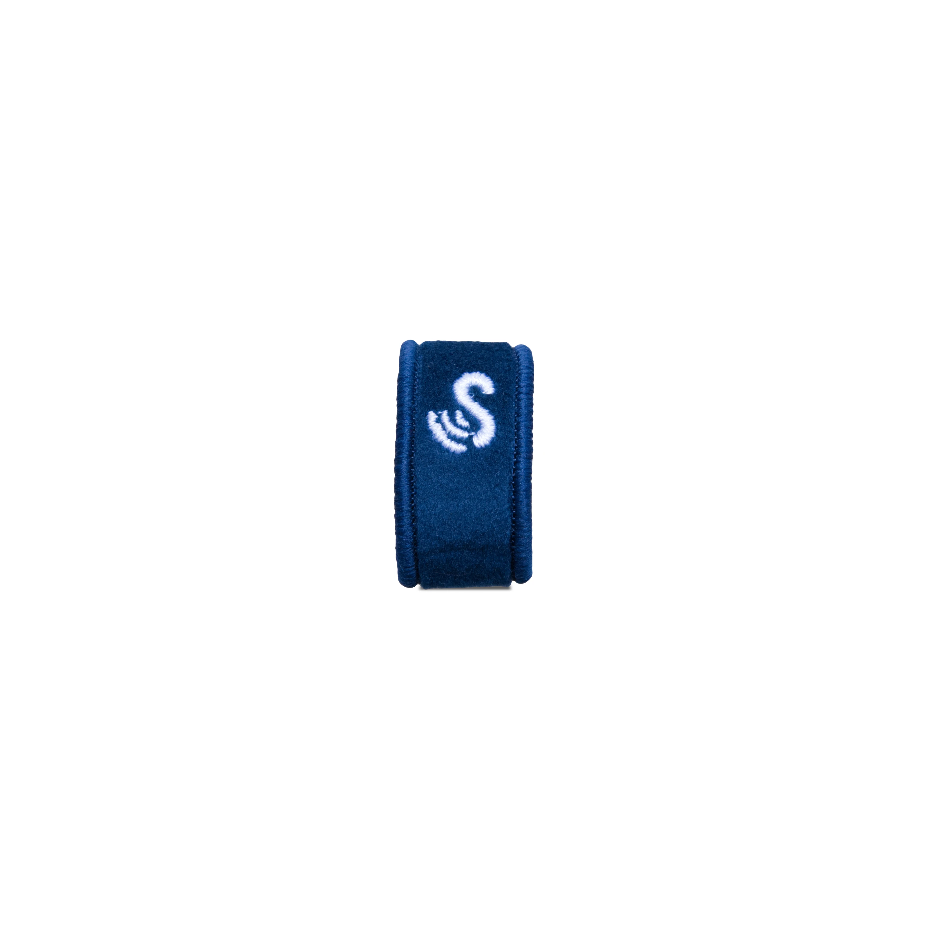 The embroidered SenseTap logo is displayed on the dark blue loop. It consists of a large white S with three curved lines extending to the left.