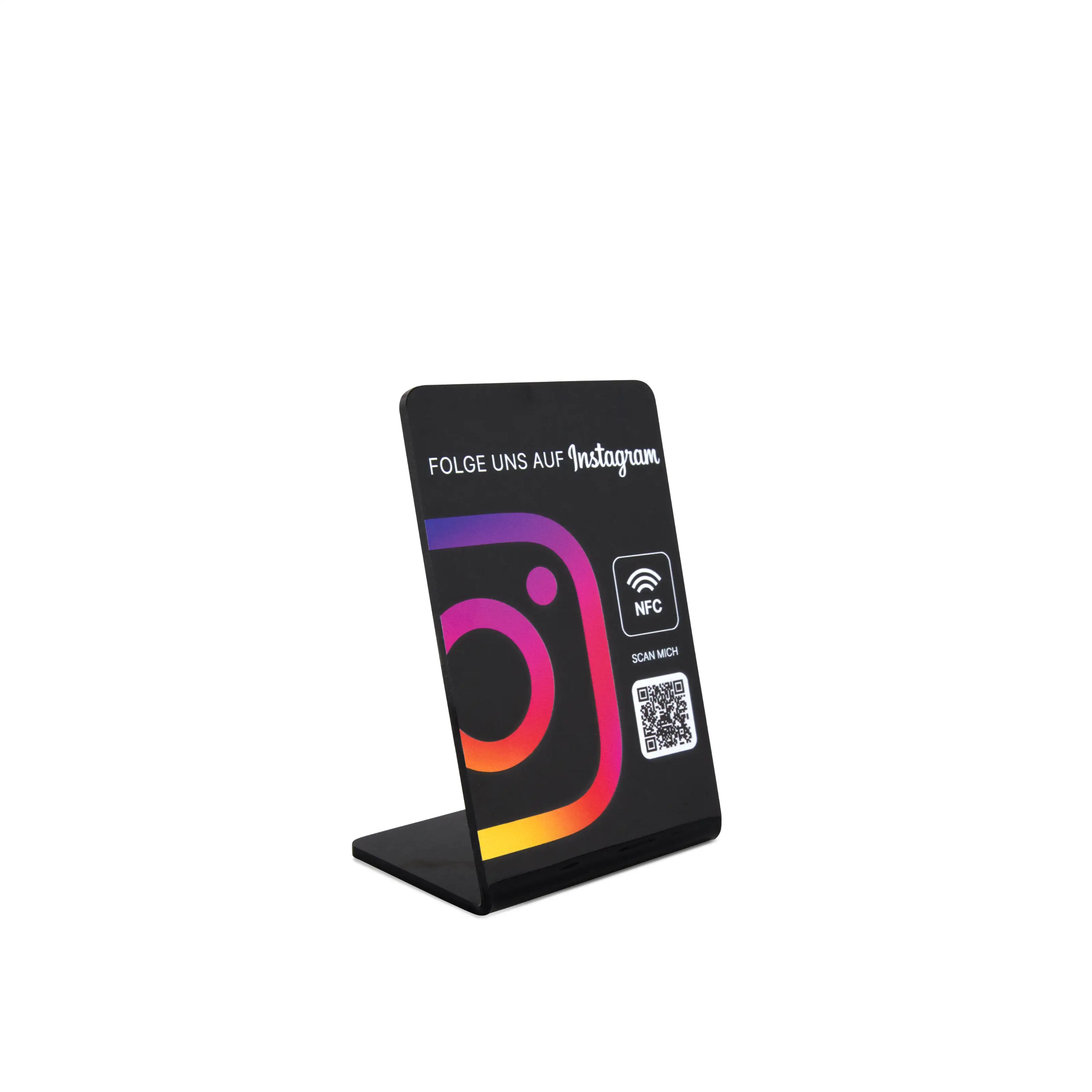 Instagram Display Stand with NFC and QR - Acrylic - 70 x 105 mm - Glossy Black