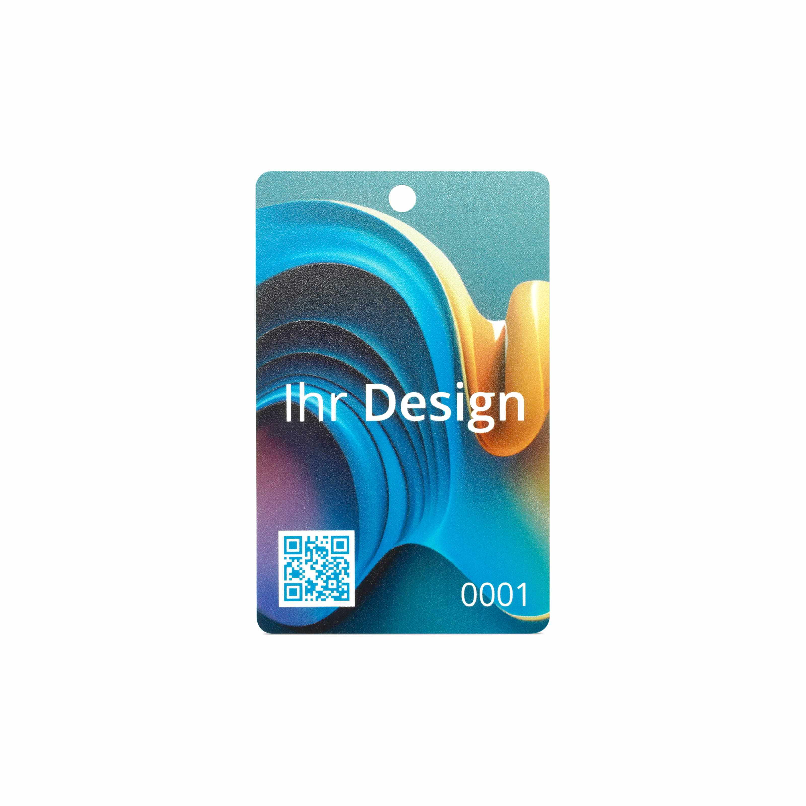 NFC Karte PVC - 85,6 x 54 mm - NTAG216 - 924 Byte - weiß - Hochformat gelocht - bedruckt