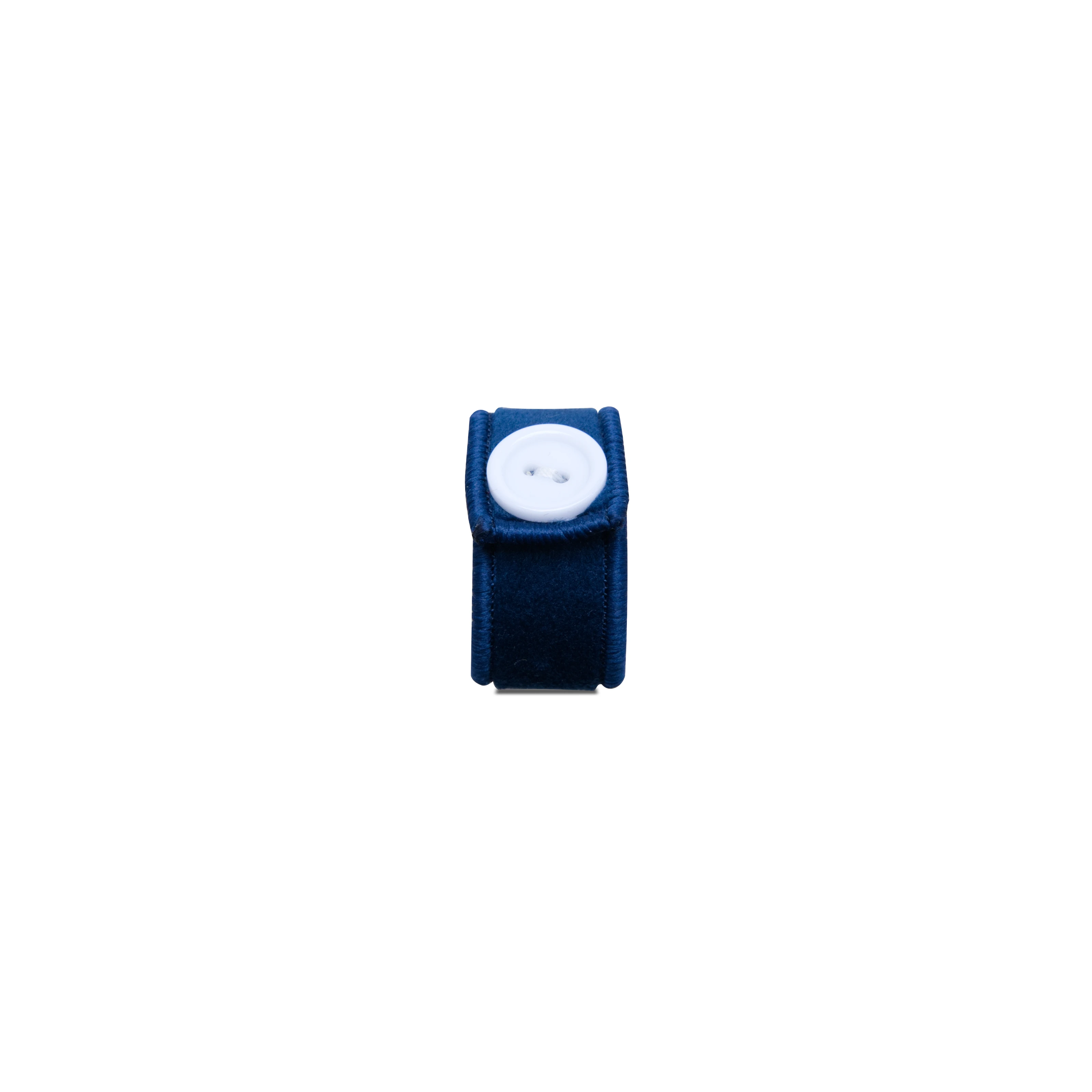 Closed dark blue SenseTap loop with a button closure.