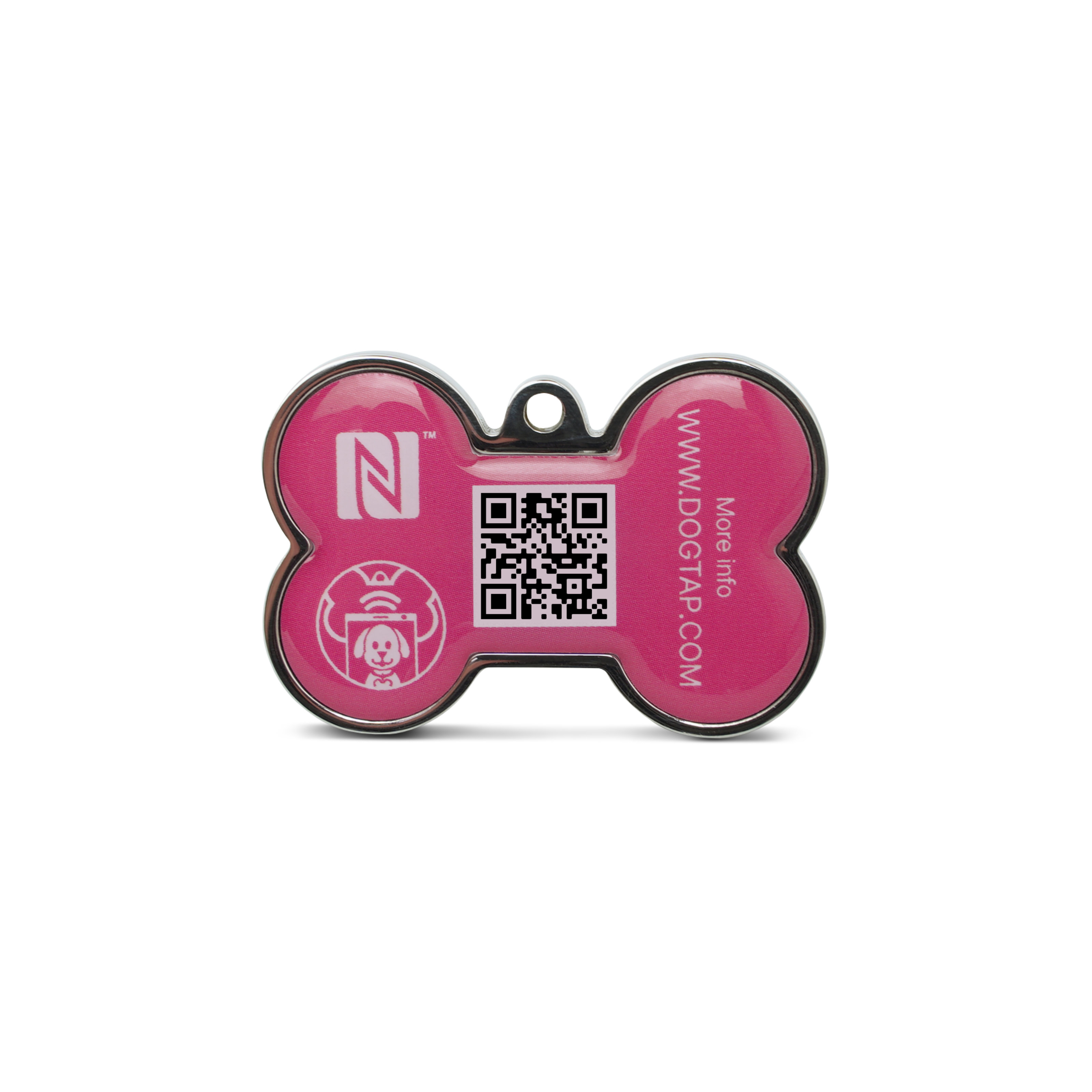 Dogtap Solid - Digital dog tag - PVC / Metal - 41.6 x 28.5 x 4.6 mm - pink