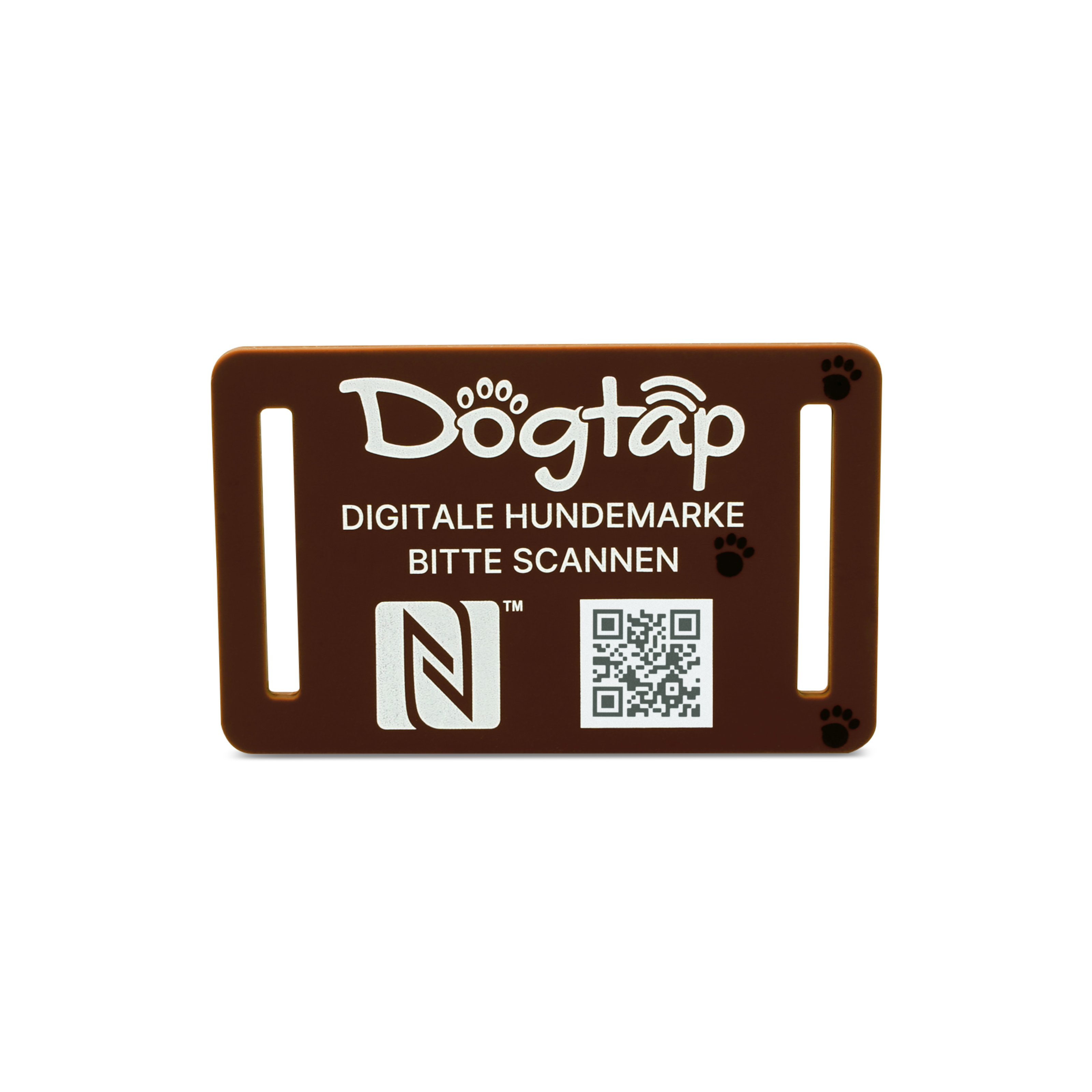 Dogtap Light Big - Digital dog tag - silicone - 67 x 40 mm - brown