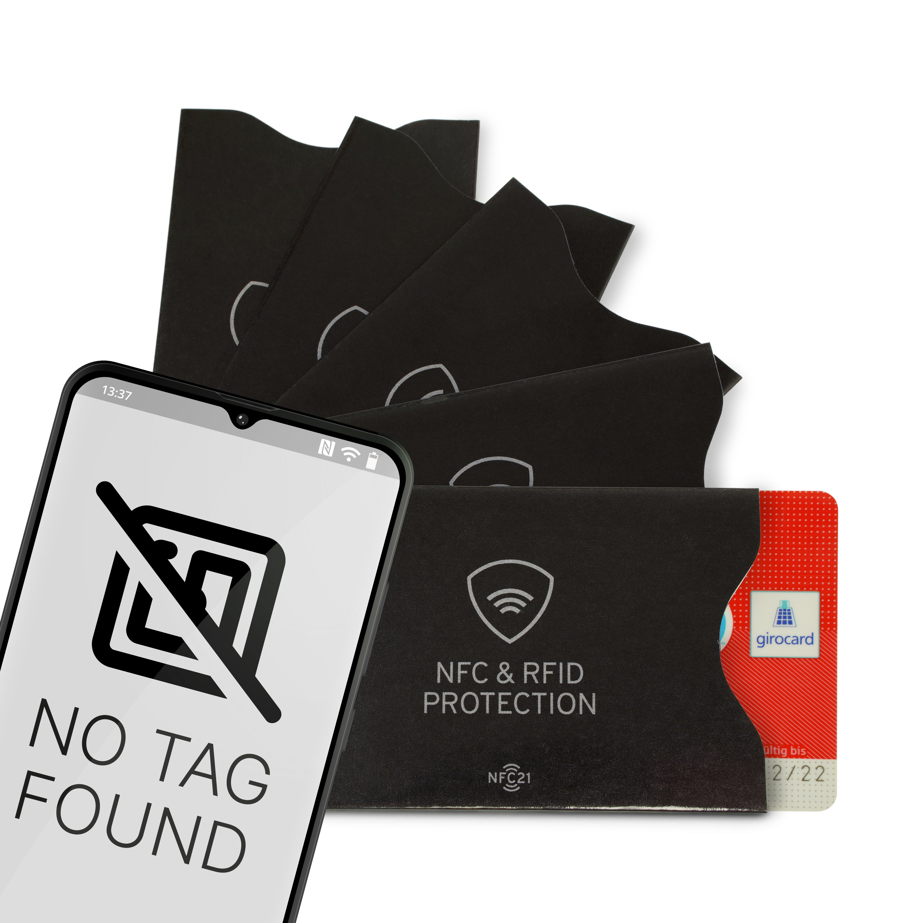 NFC- & RFID-Karten Schutzhülle − 90 x 60 mm − 5 Stück − grau