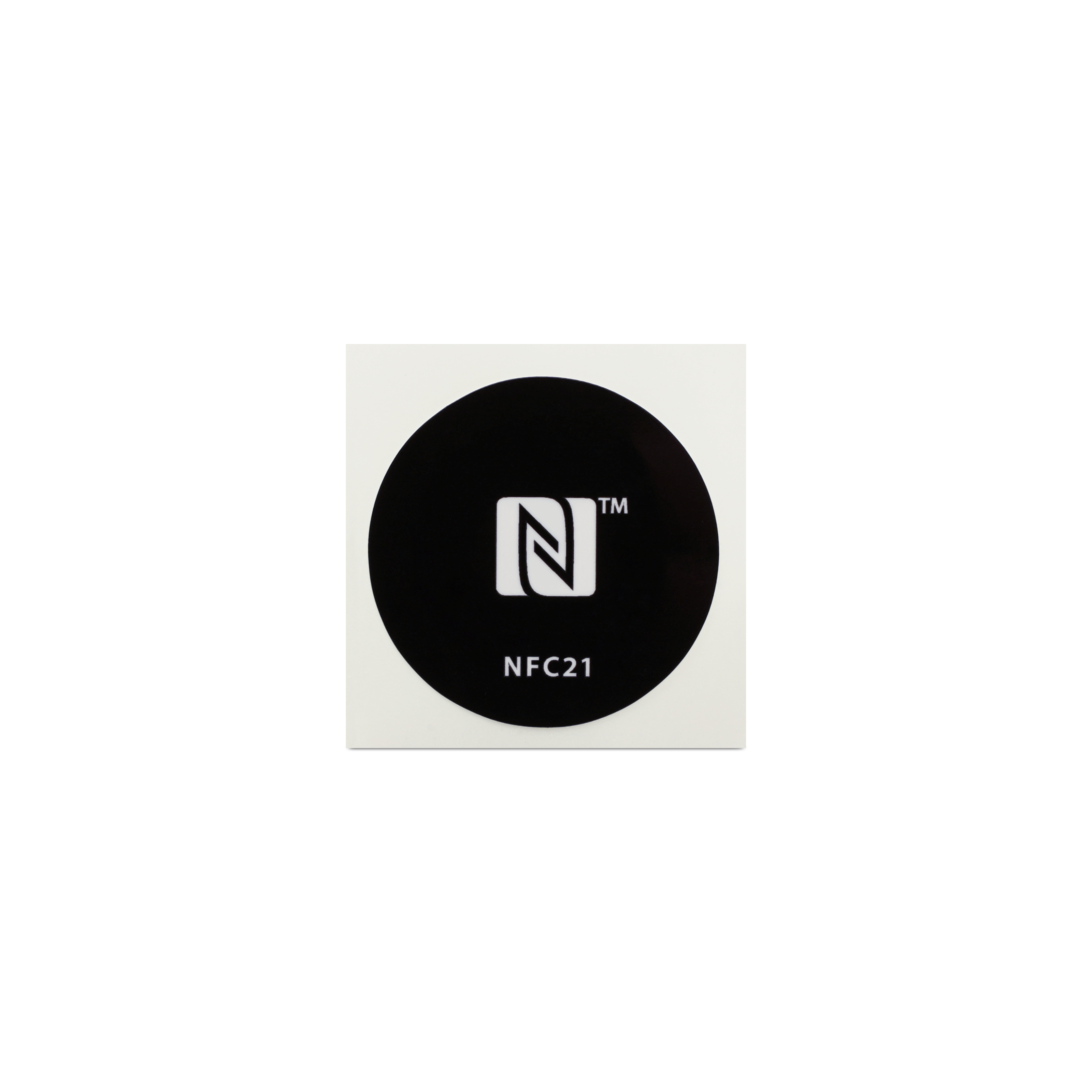 NFC Sticker PET - 30 mm - NTAG213 - 180 Byte - schwarz mit Logo