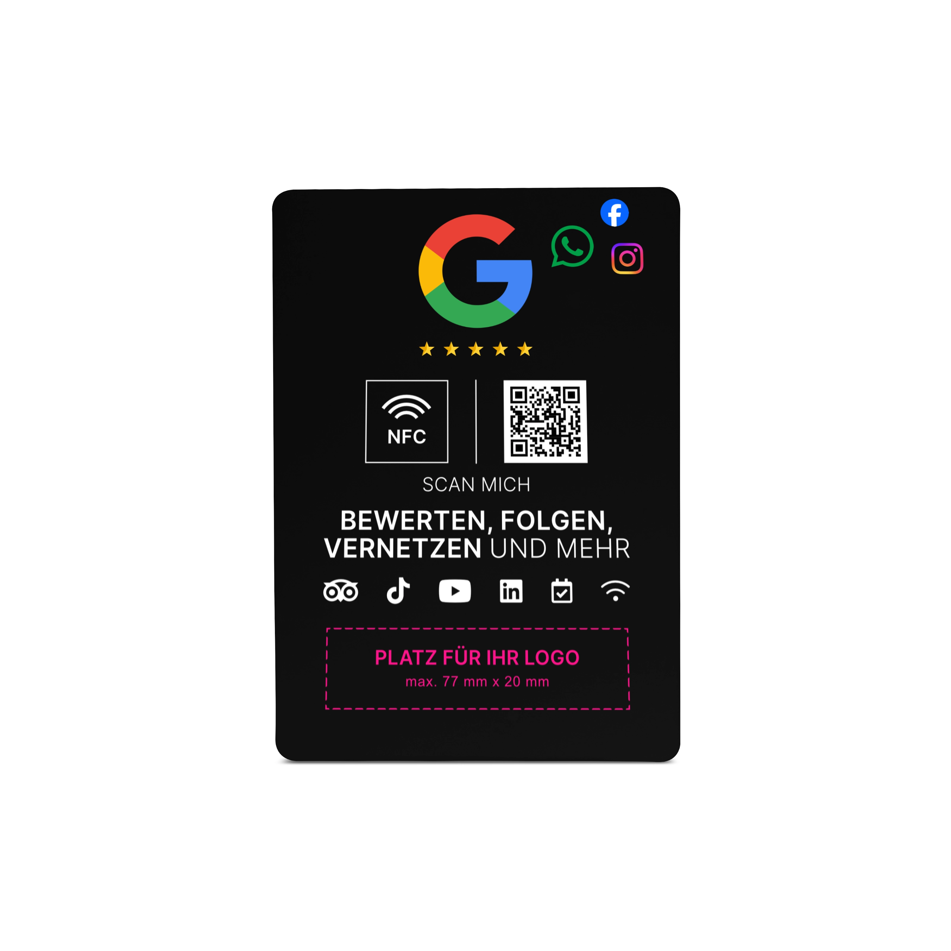 Multi-Link NFC Plate - Logo Print - PVC - 105 x 148 mm - black matte