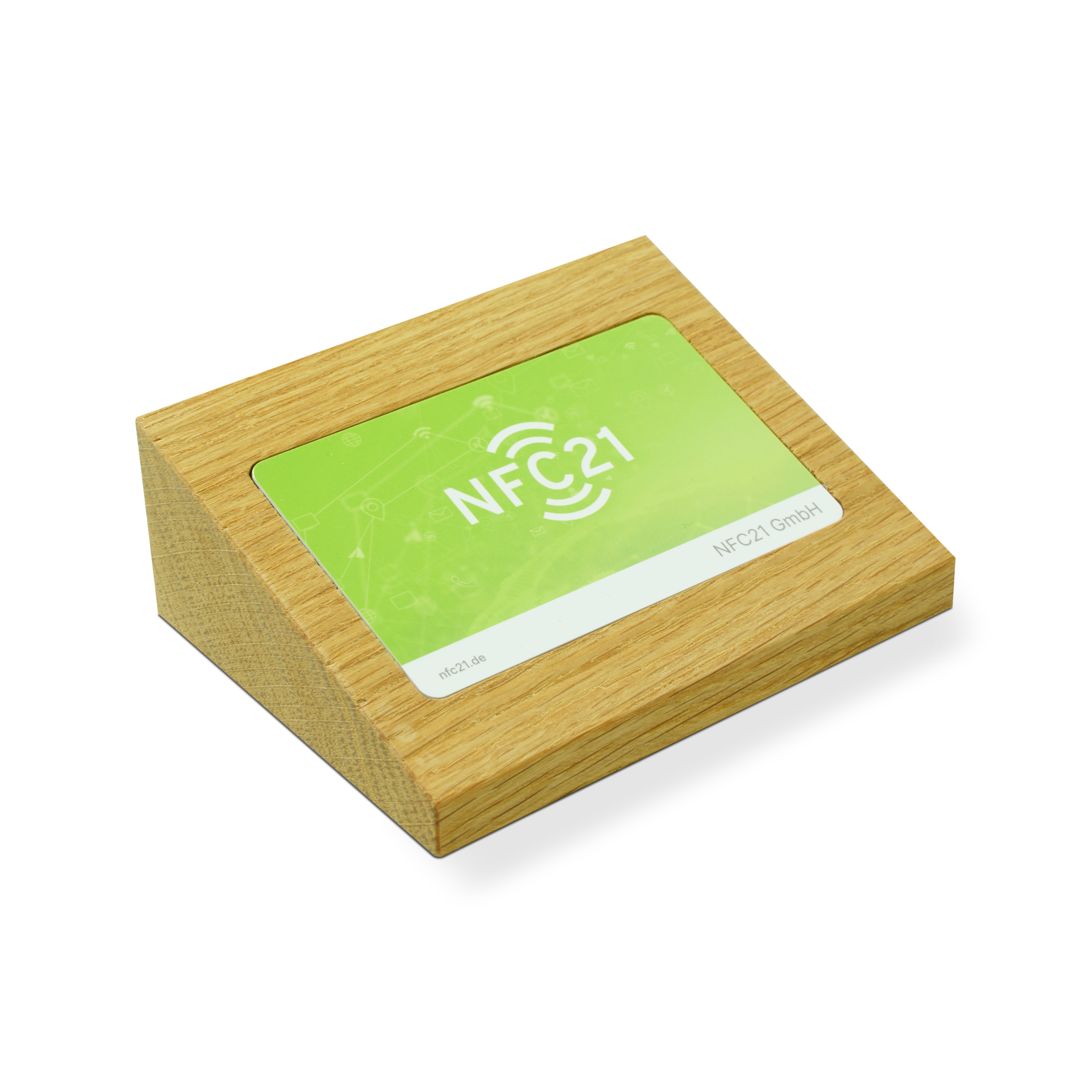 NFC Visitenkartenhalter aus Holz - 106 x 39 x 83 mm - hellbraun
