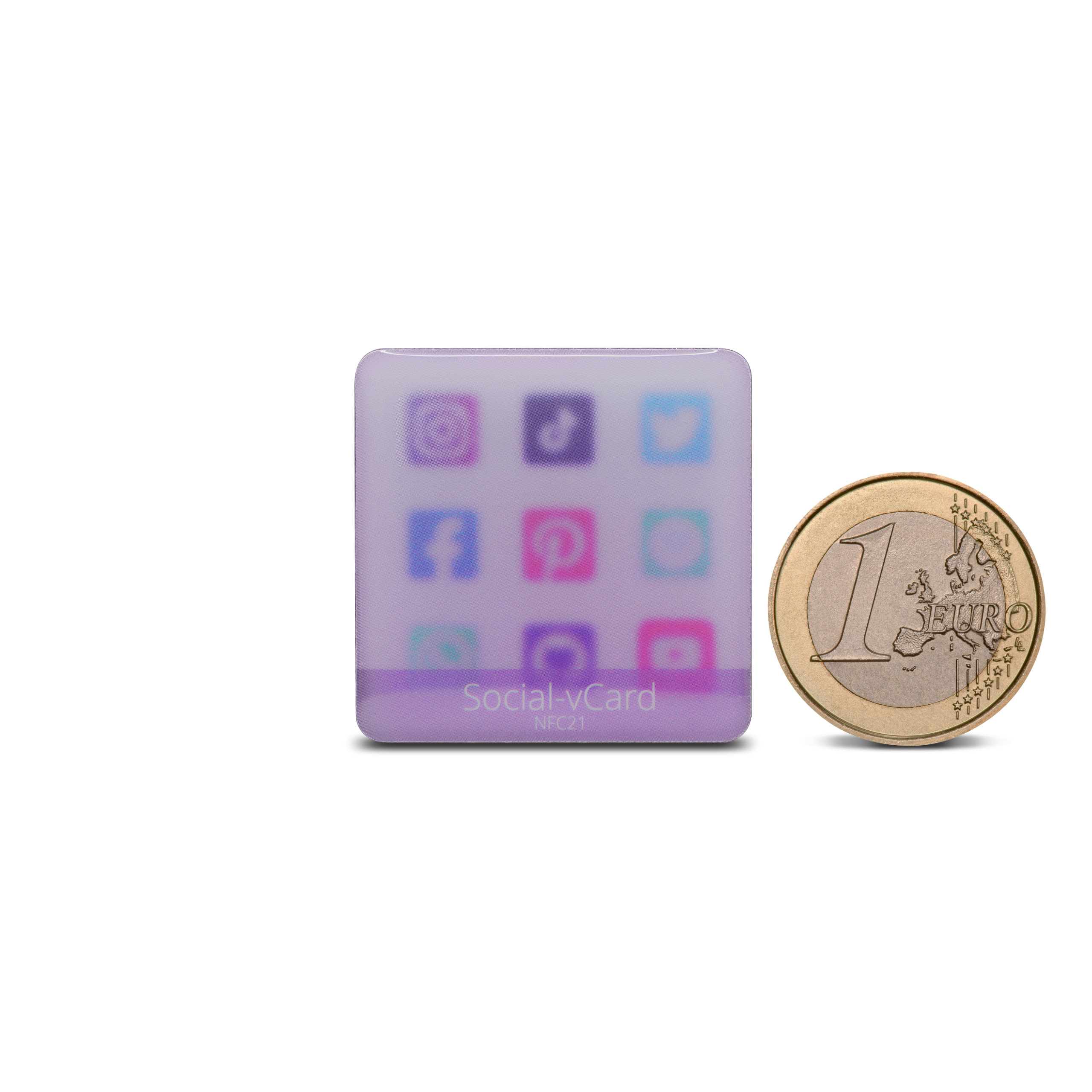 Social-vCard Glow - Digital social media sticker - PET - 35 x 35 mm - pink