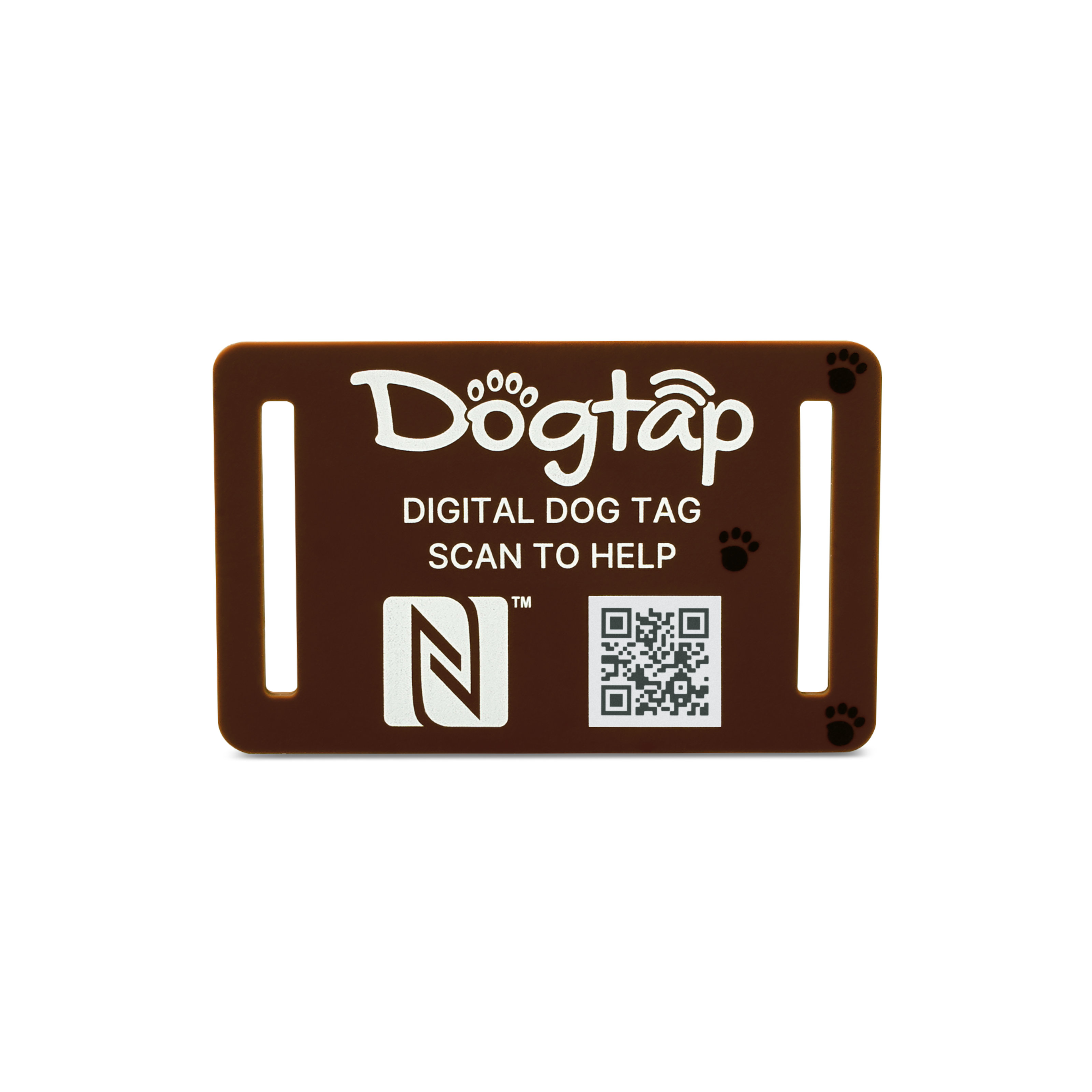 Dogtap Light Big - Digitale Hundemarke - Silikon - 67 x 40 mm - braun