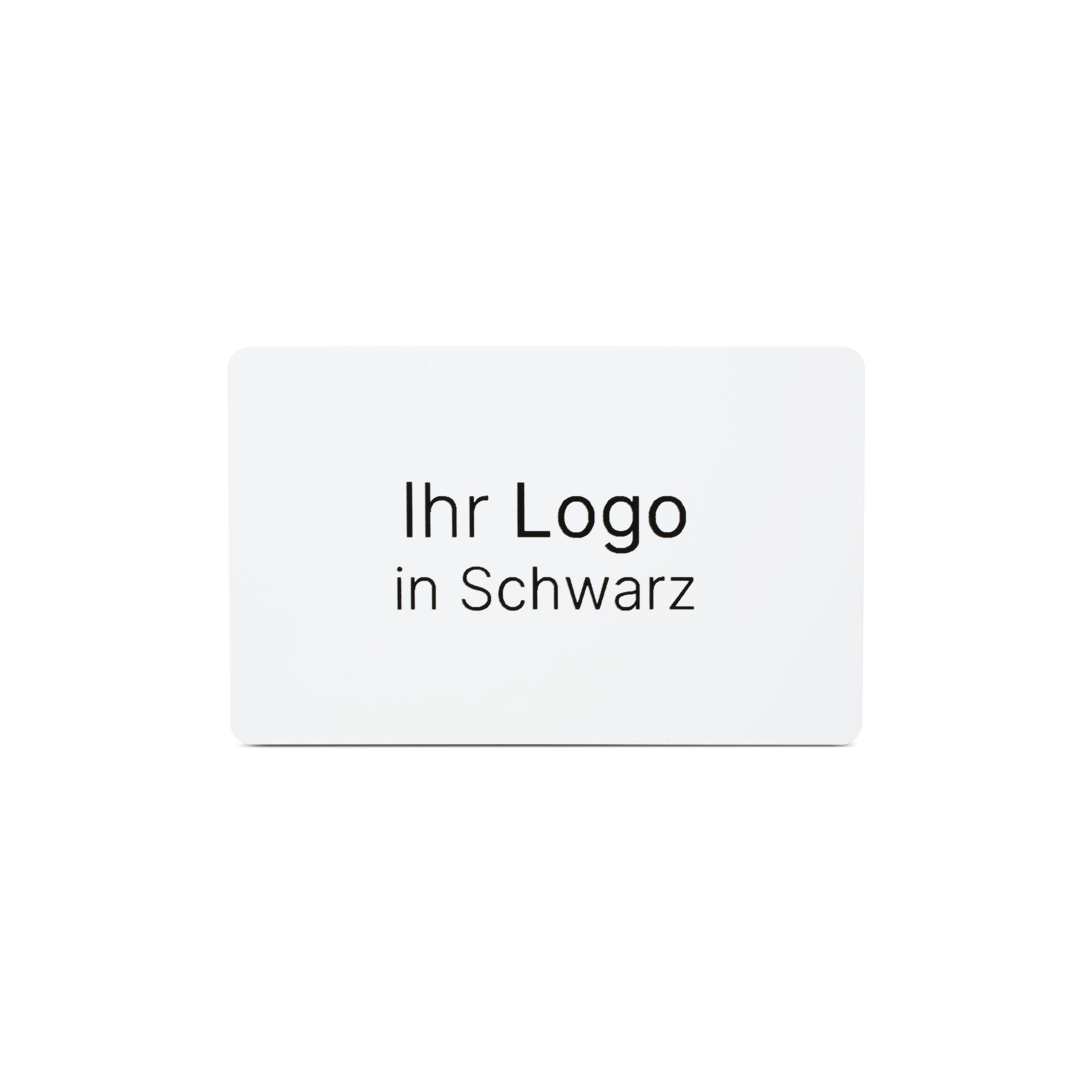 Weiße NFC Karte aus PVC mit Bedruckung "Ihr Logo in schwarz"