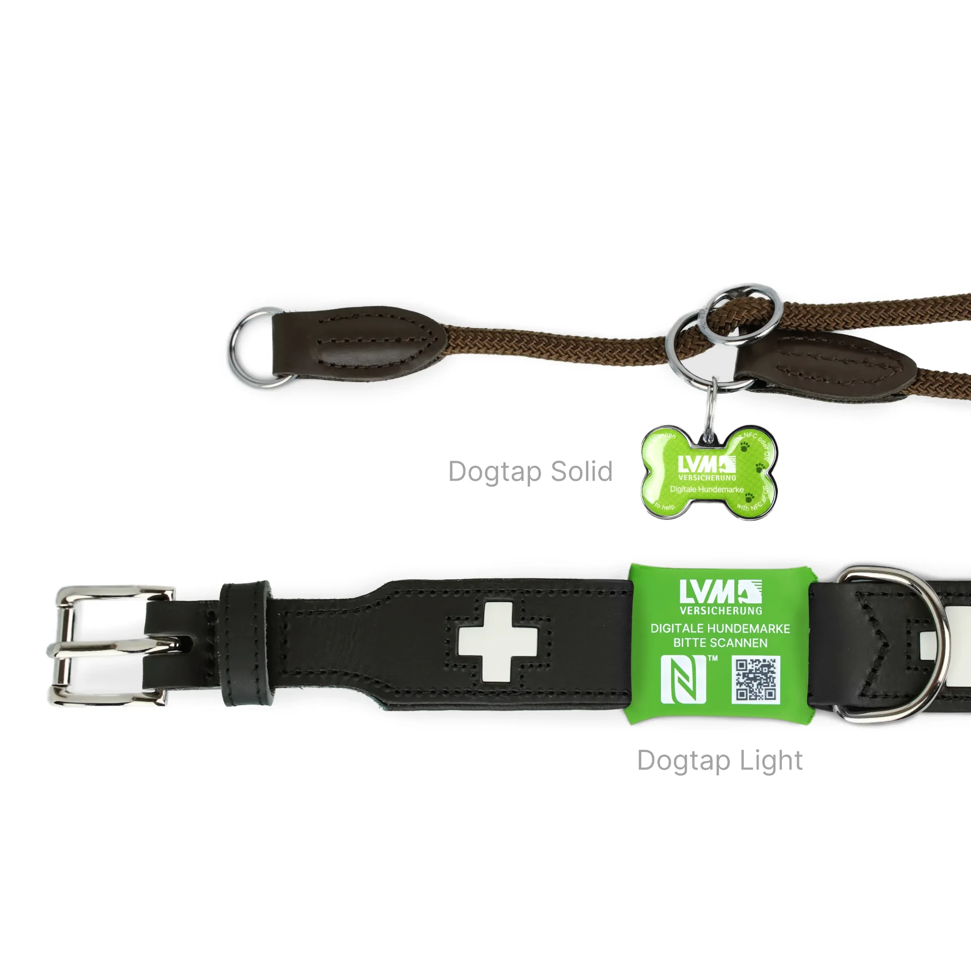 Dogtap Light Big - LVM Edition - Digitale Hundemarke - Silikon - 67 x 40 mm - grün