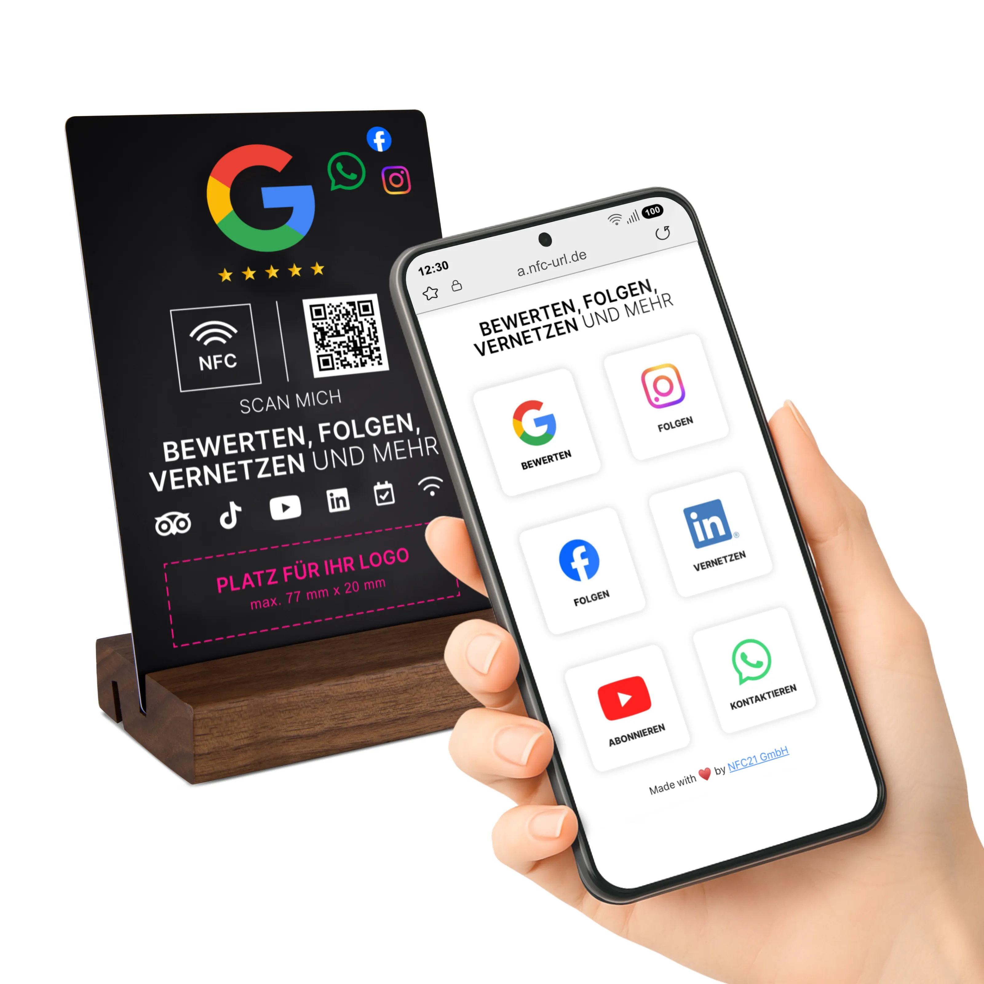 Multi-Link NFC Plate - Logo Print - PVC - 105 x 148 mm - black matte
