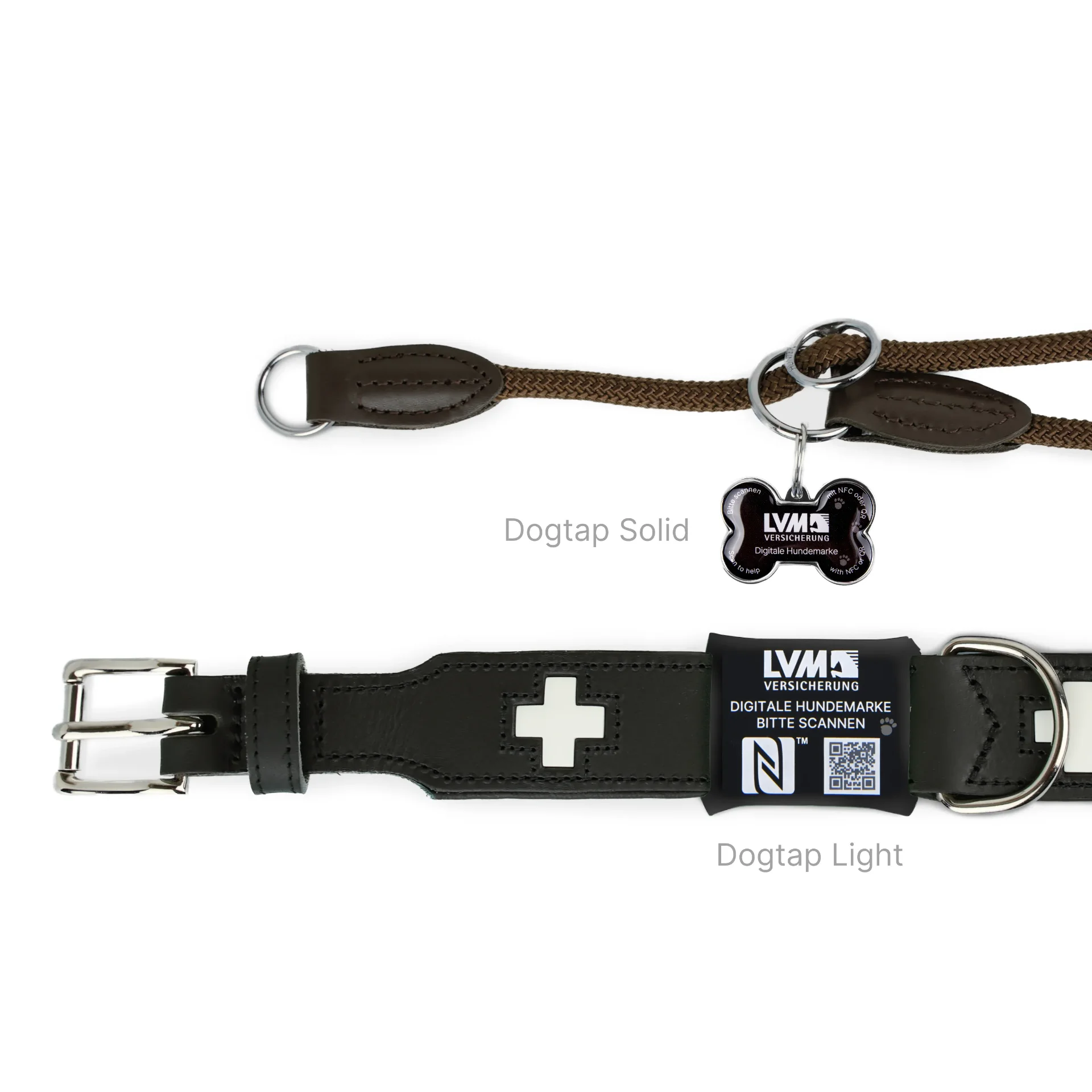 Dogtap Light Big - LVM Edition - Digitale Hundemarke - Silikon - 67 x 40 mm - schwarz