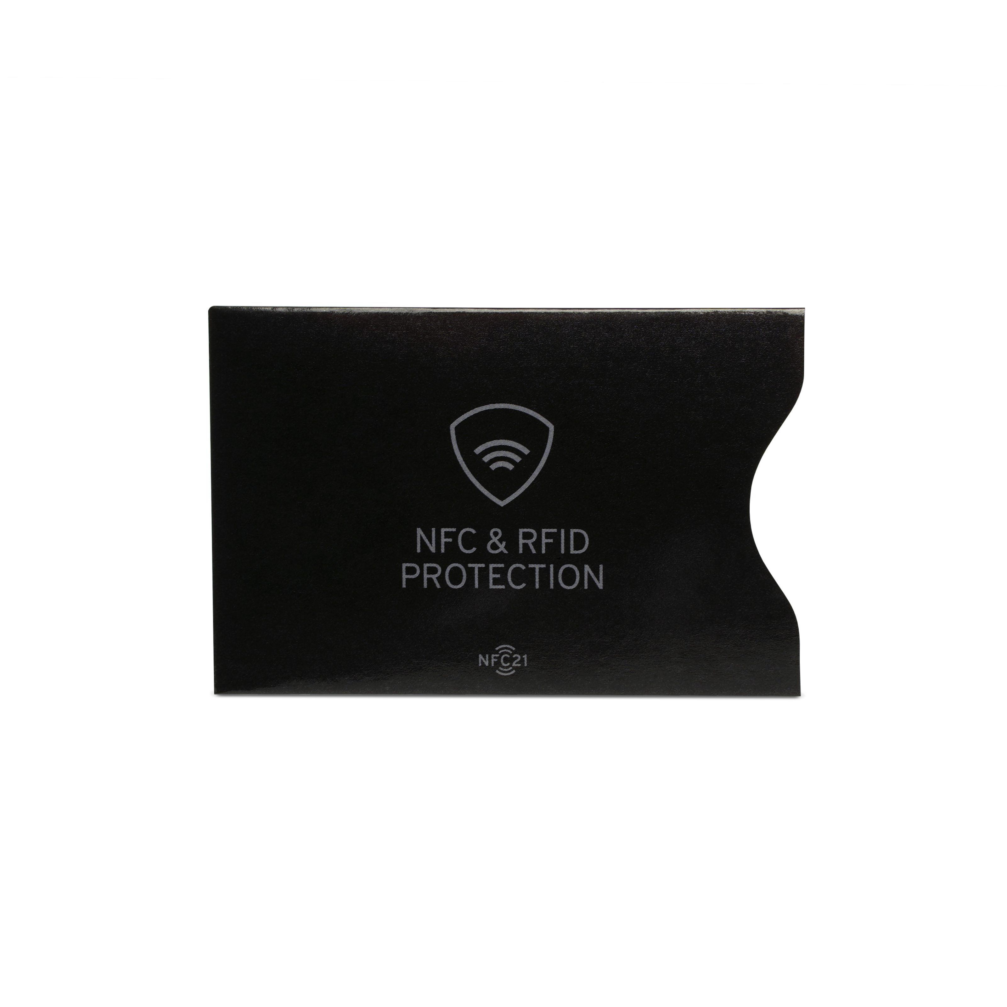 Vorderseite NFC- und RFID Schutzhülle für NFC Karten in schwarz